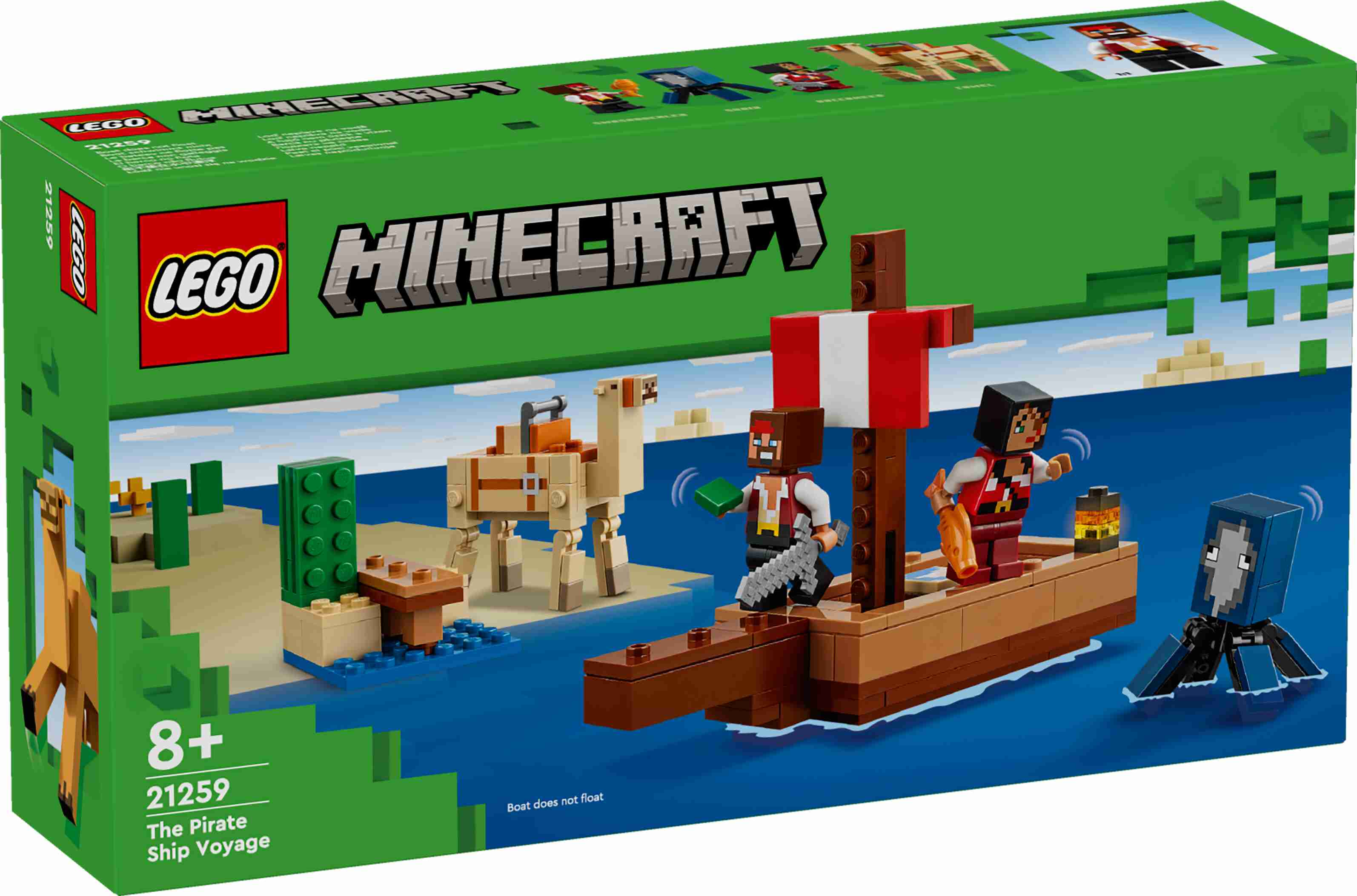 LEGO 21259 Minecraft Die Piratenschiffreise, 2 Figuren, Tintenfisch, Kamel