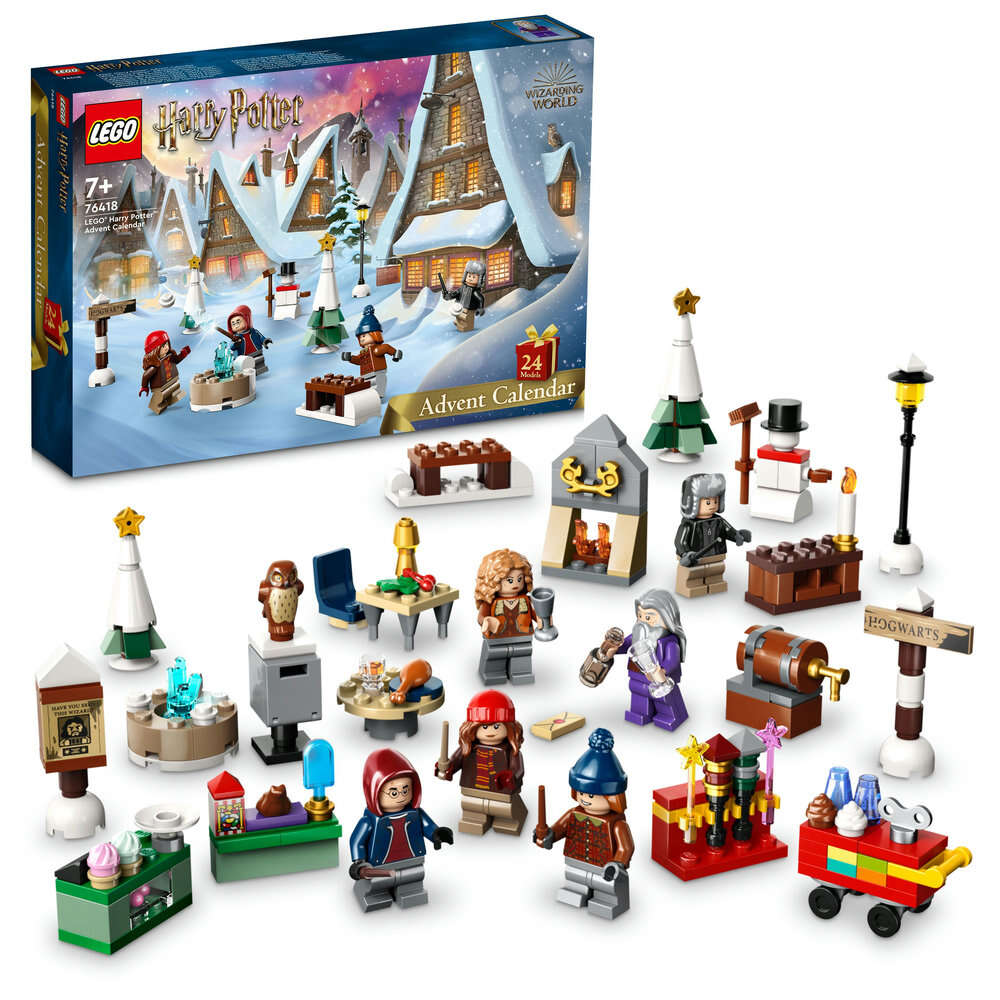 LEGO 76418 Harry Potter Adventskalender, 6 Minifiguren 18 Mini-Modelle von Orten