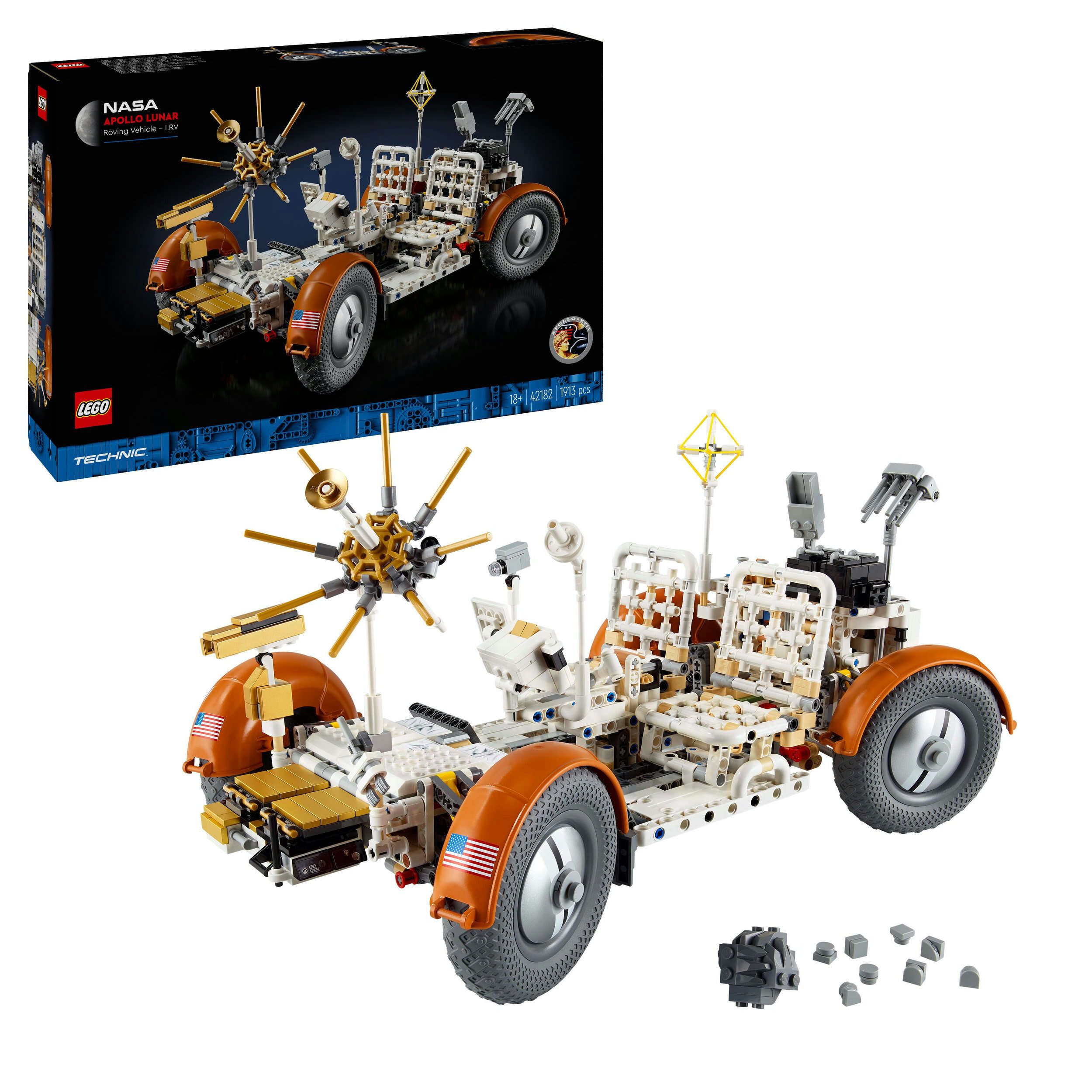LEGO 42182 Technic NASA Apollo Lunar Roving Vehicle LRV, 3 Ausrüstungssätze