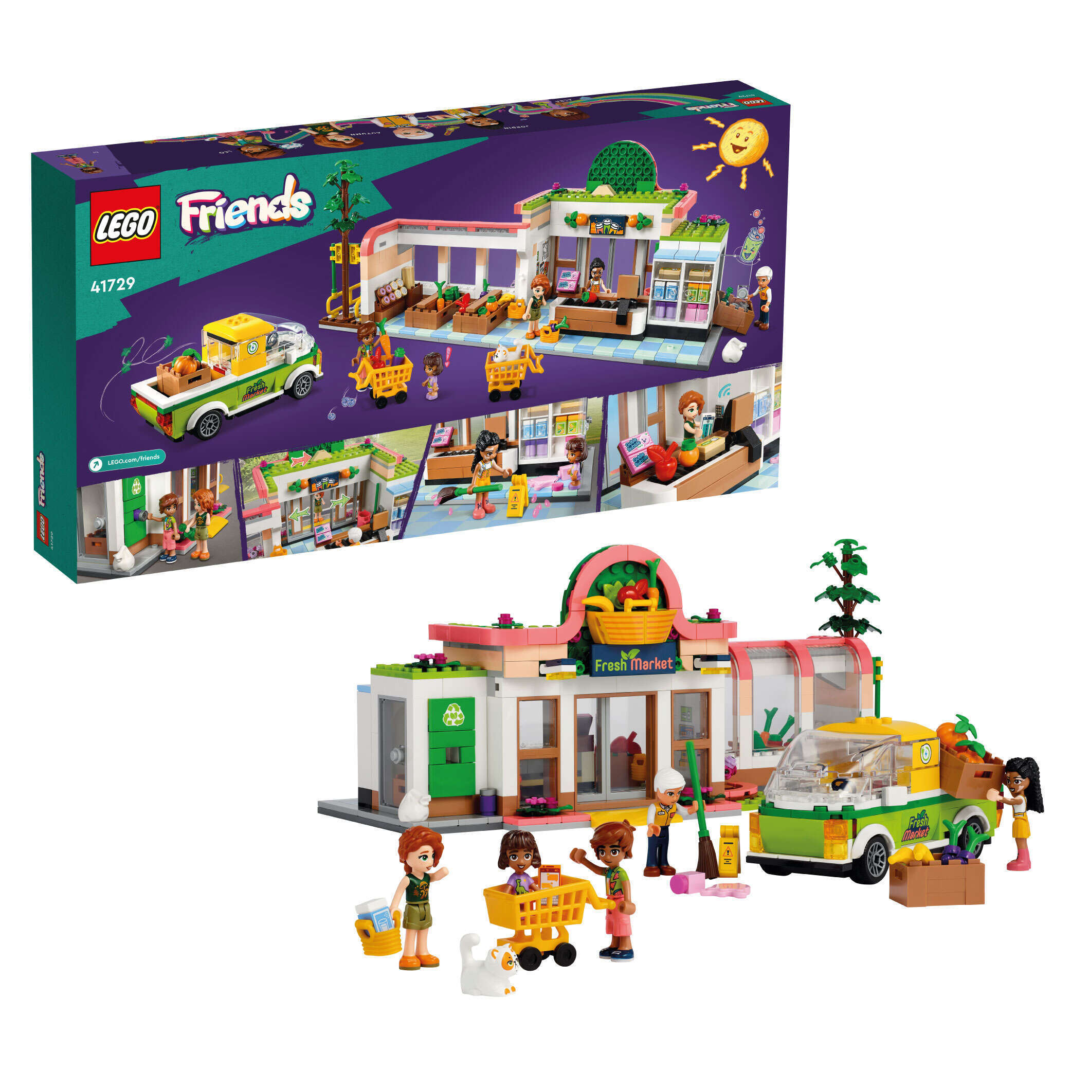 LEGO 41729 Friends Bio-Laden, 4 Spielfiguren, Schwester Alba und Katze Churro