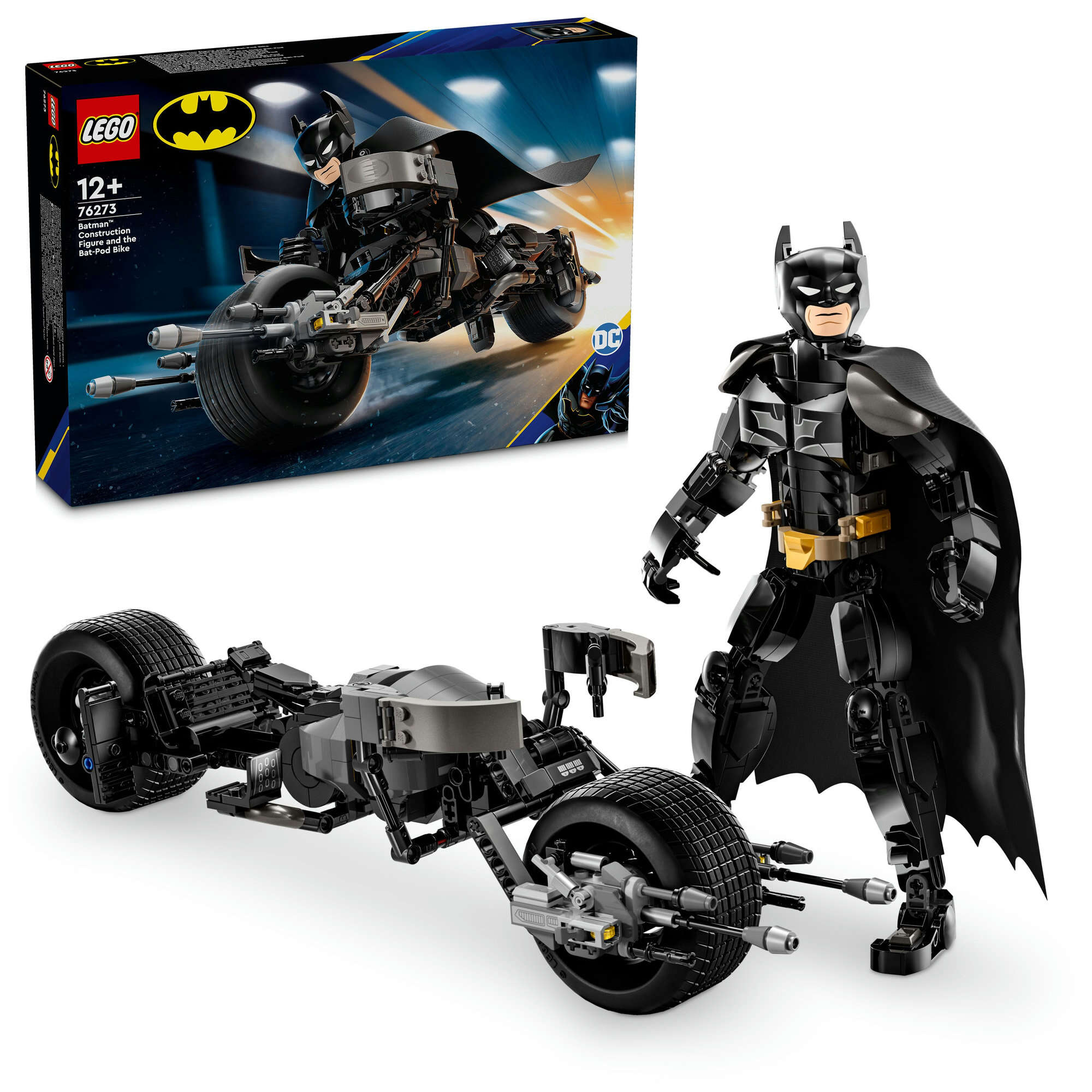 LEGO 76273 DC Batman Baufigur mit dem Batpod, bewegliche Gelenke, Dark Knight