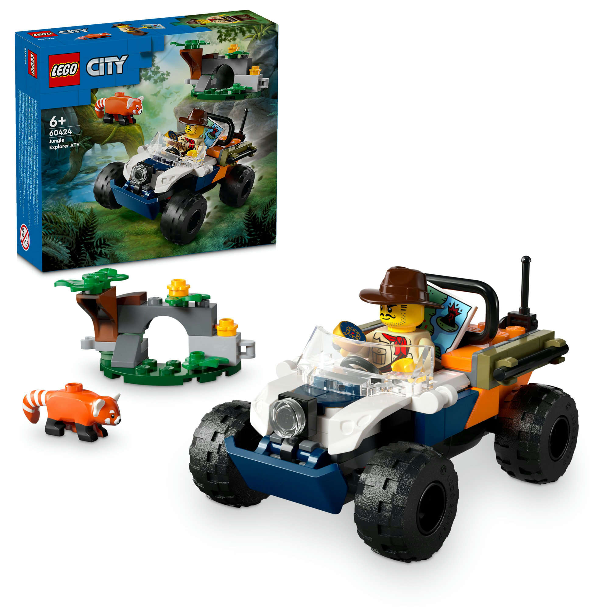 LEGO 60424 City Dschungelforscher-Quad, Forscher-Minifigur, Dschungelkulisse