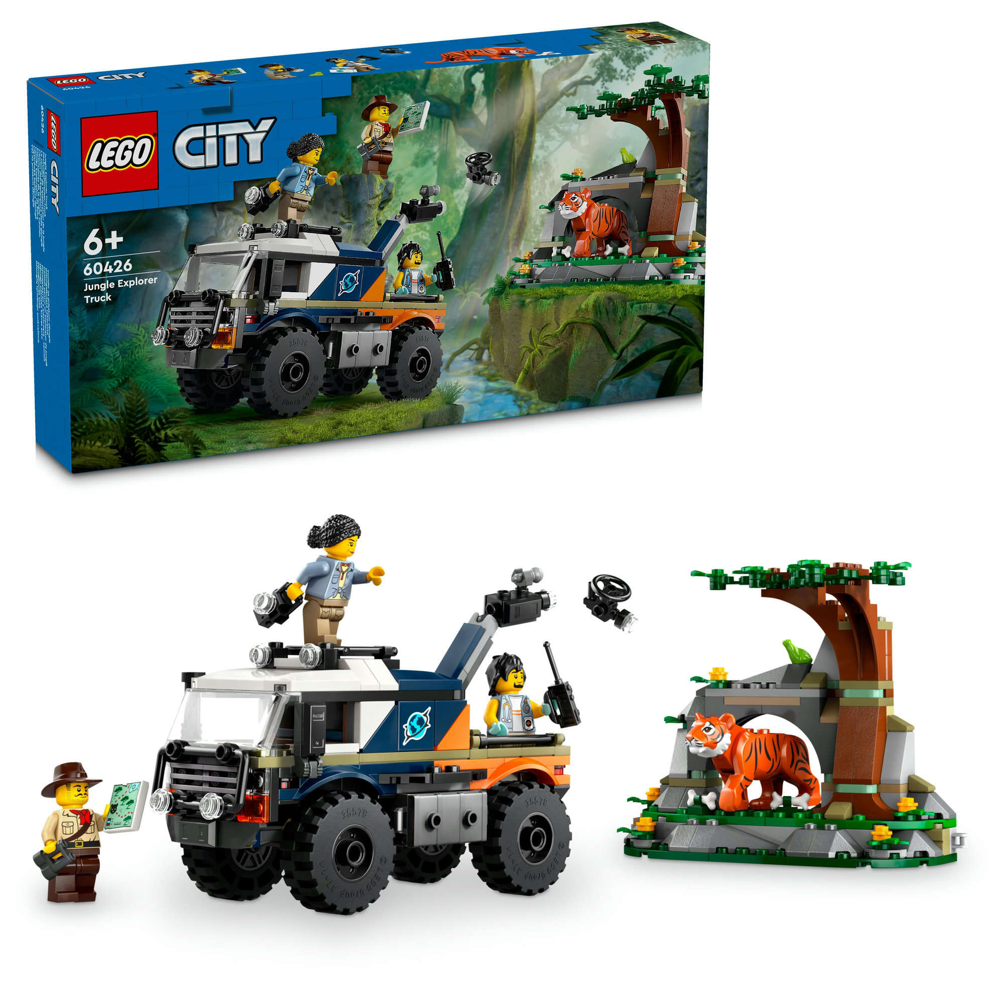 LEGO 60426 City Dschungelforscher-Truck, 3 Abenteurer-Minifiguren, Tiger