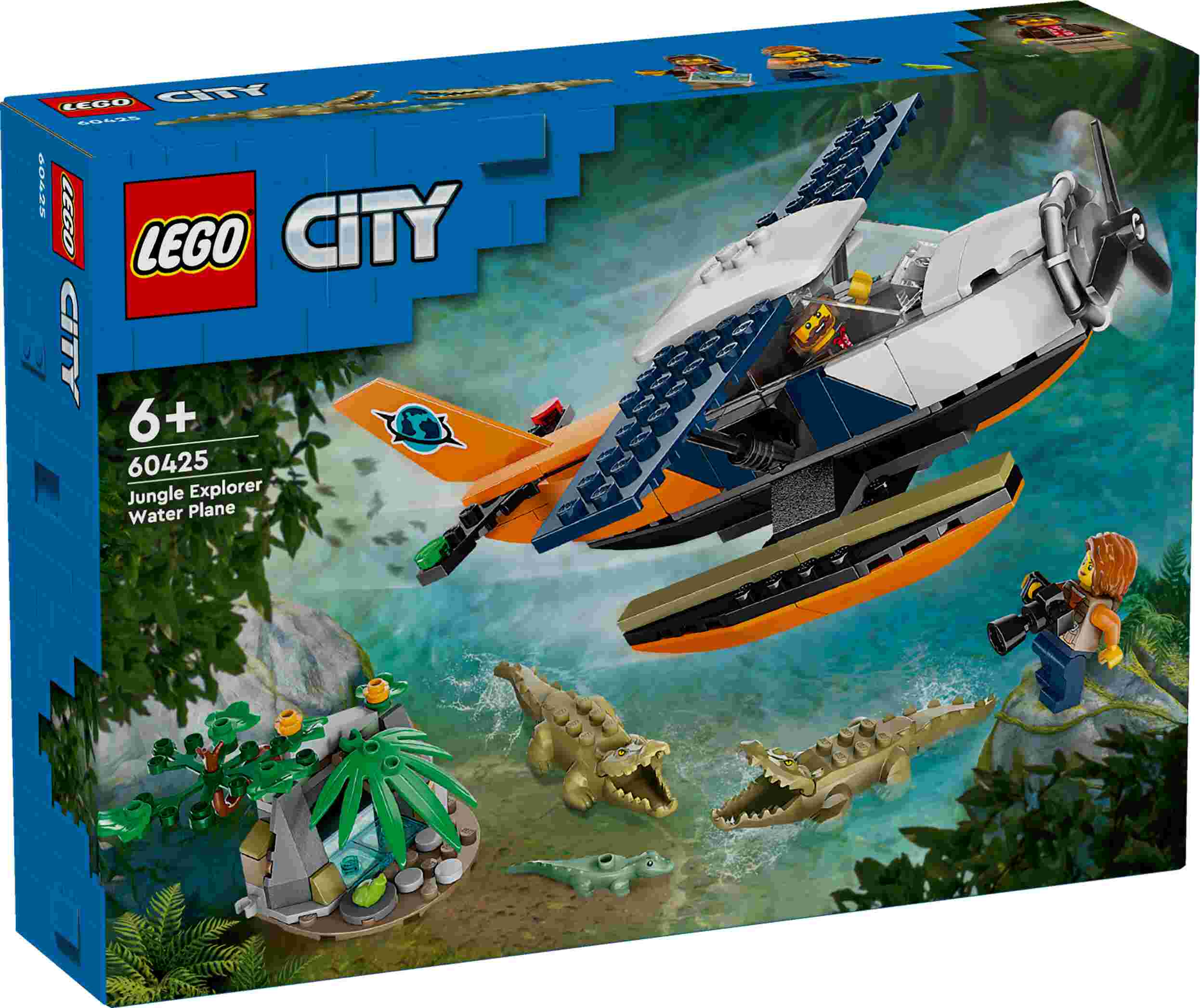 LEGO 60425 City Dschungelforscher-Wasserflugzeug, 2 Forscher, 3 Krokodile