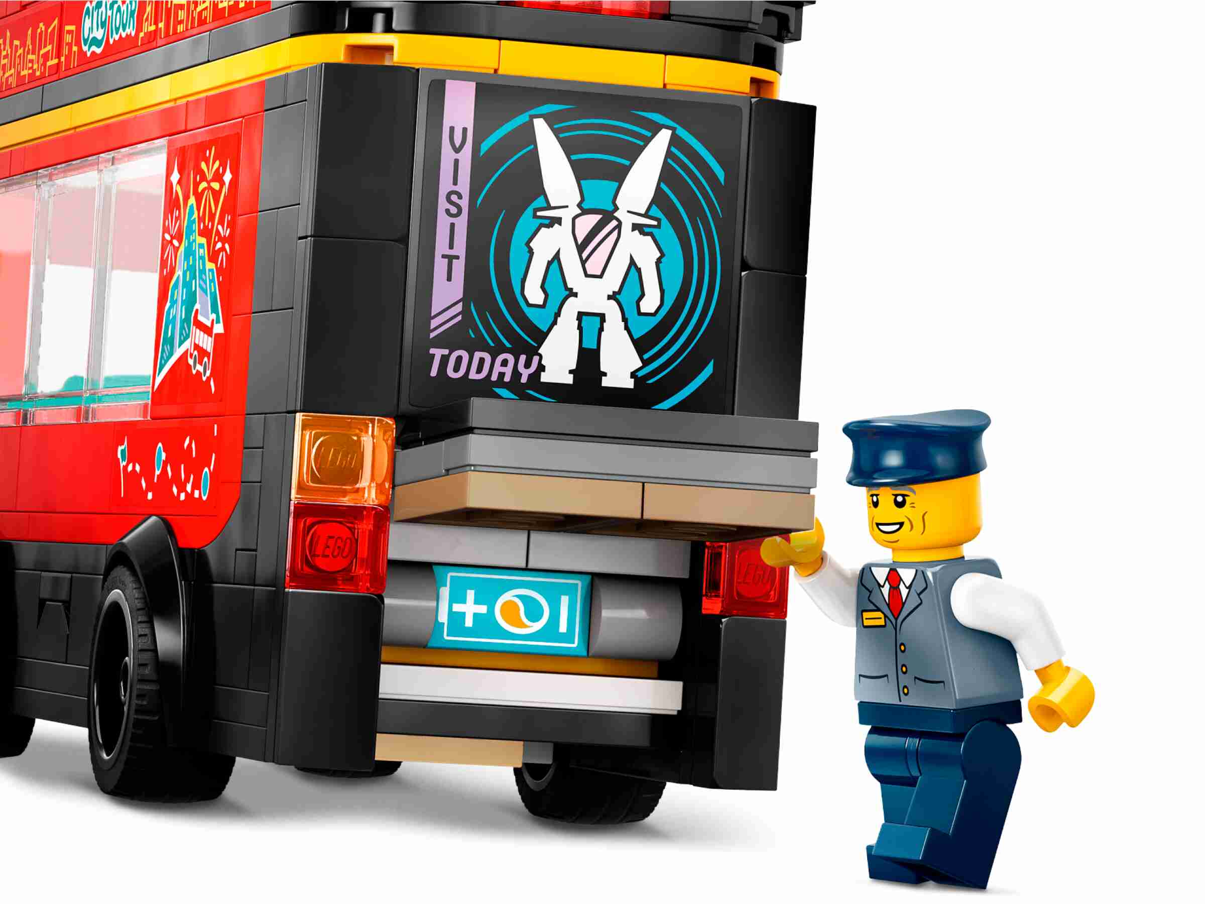 LEGO 60407 City Doppeldeckerbus, 5 Minifiguren und Zubehör, Aussichtsdeck