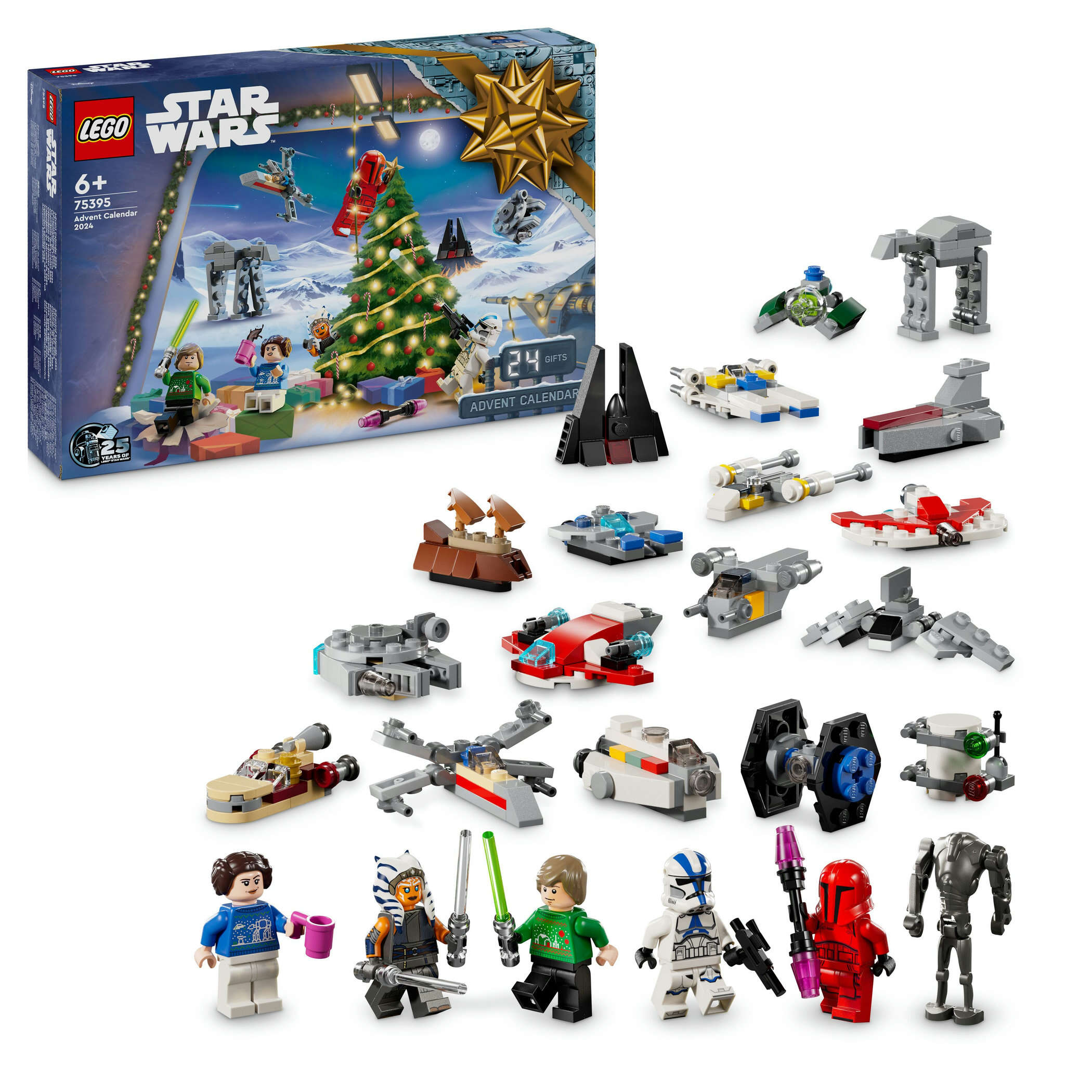 LEGO 75395 Star Wars Adventskalender 2024, 6 Figuren, 18 Mini-Modelle