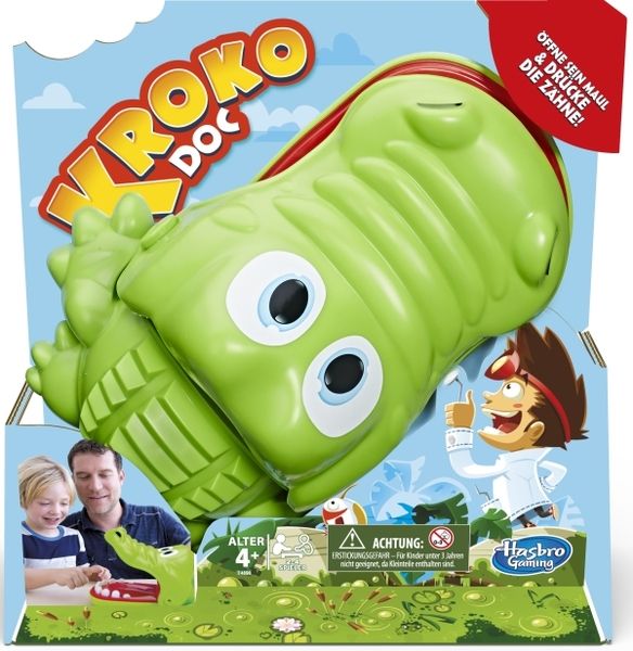 Hasbro Kroko Doc, lustiges Schnapp-Spiel für 2 – 4 Spieler, Neuauflage