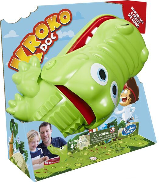 Hasbro Kroko Doc, lustiges Schnapp-Spiel für 2 – 4 Spieler, Neuauflage