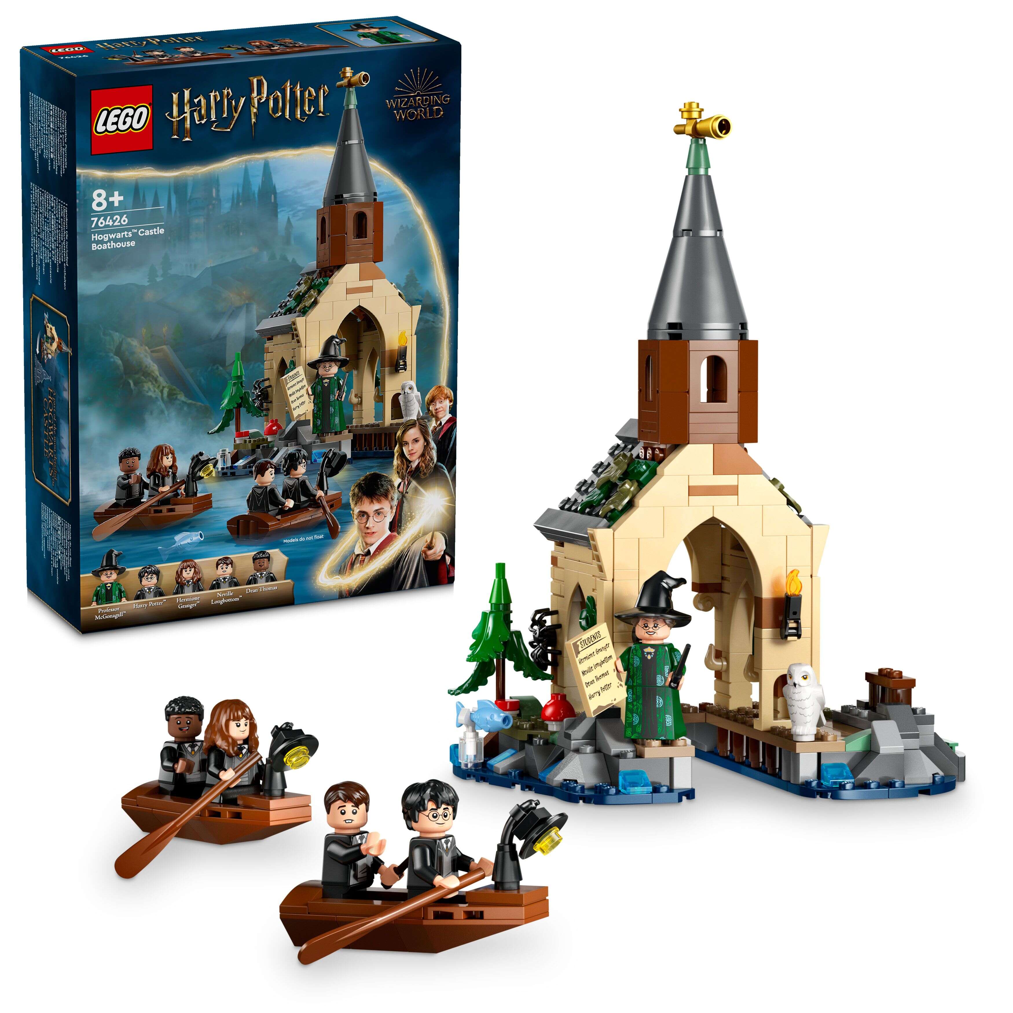 LEGO 76426 Harry Potter Bootshaus von Schloss Hogwarts, 5 Minifiguren, Hedwig