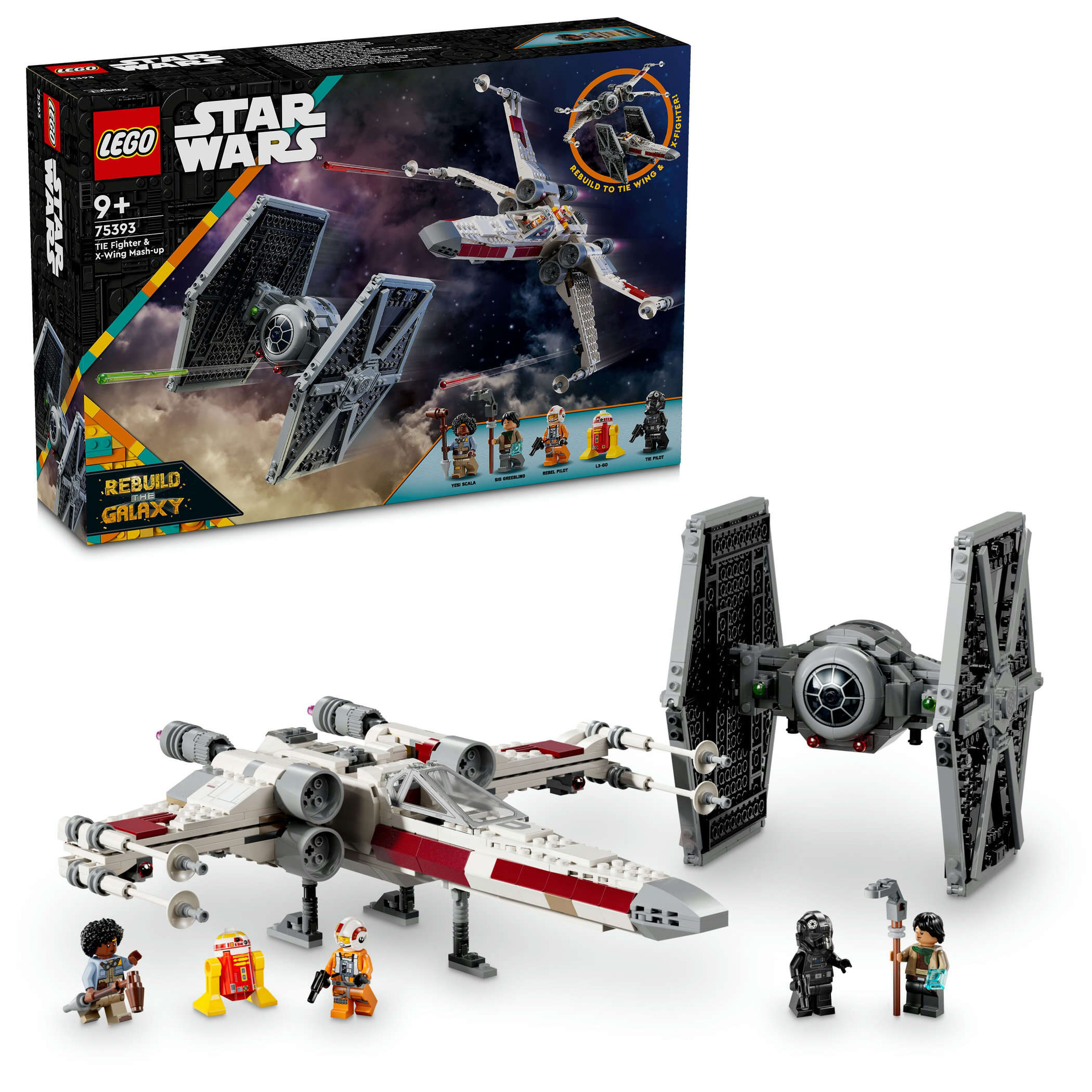 LEGO 75393 Star Wars Mashup aus TIE Fighter & X-Wing, 4 Minifiguren, 1 Droide