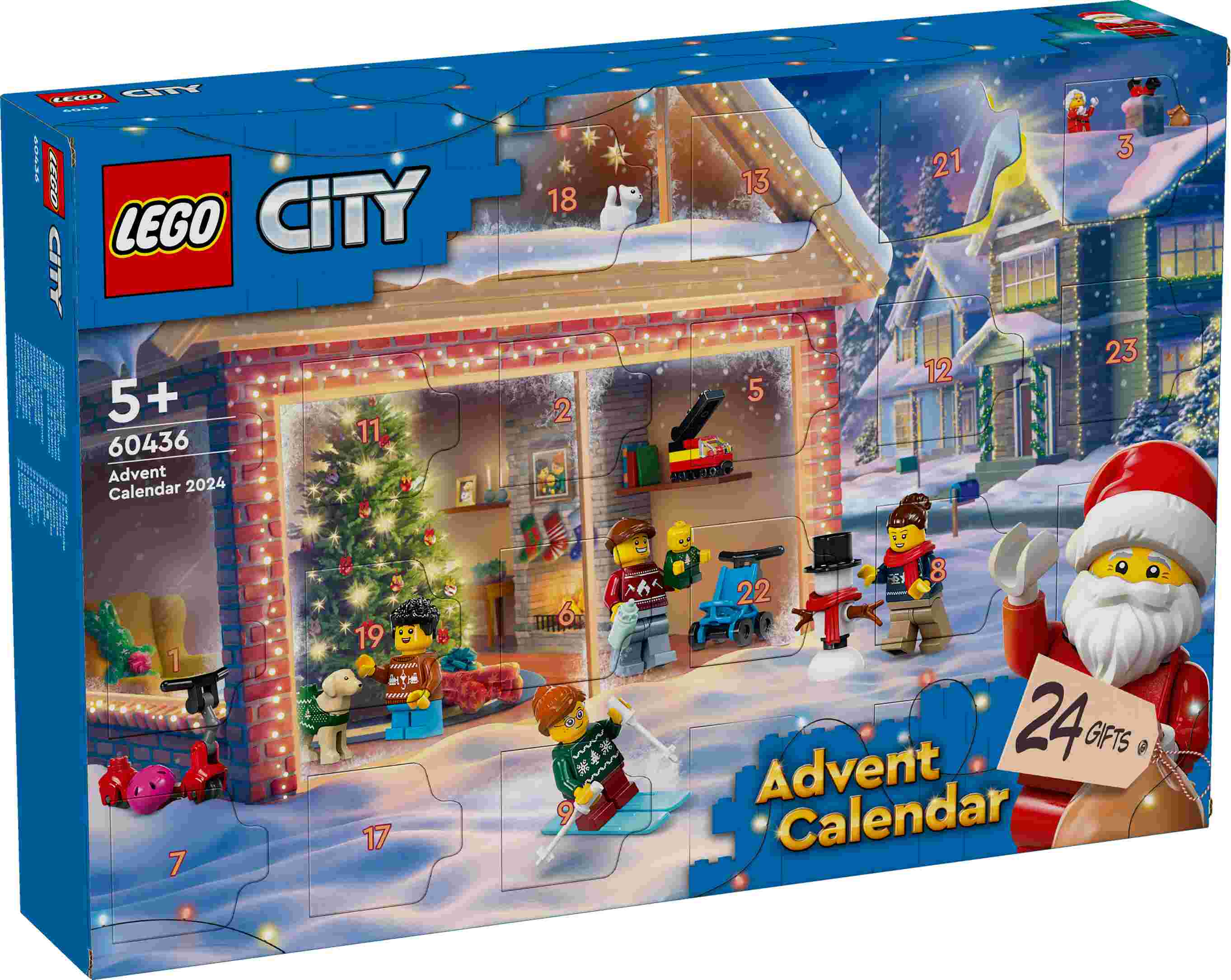 LEGO 60436 City Adventskalender 2024, Minifiguren, Zubehörelemente, Spielmatte