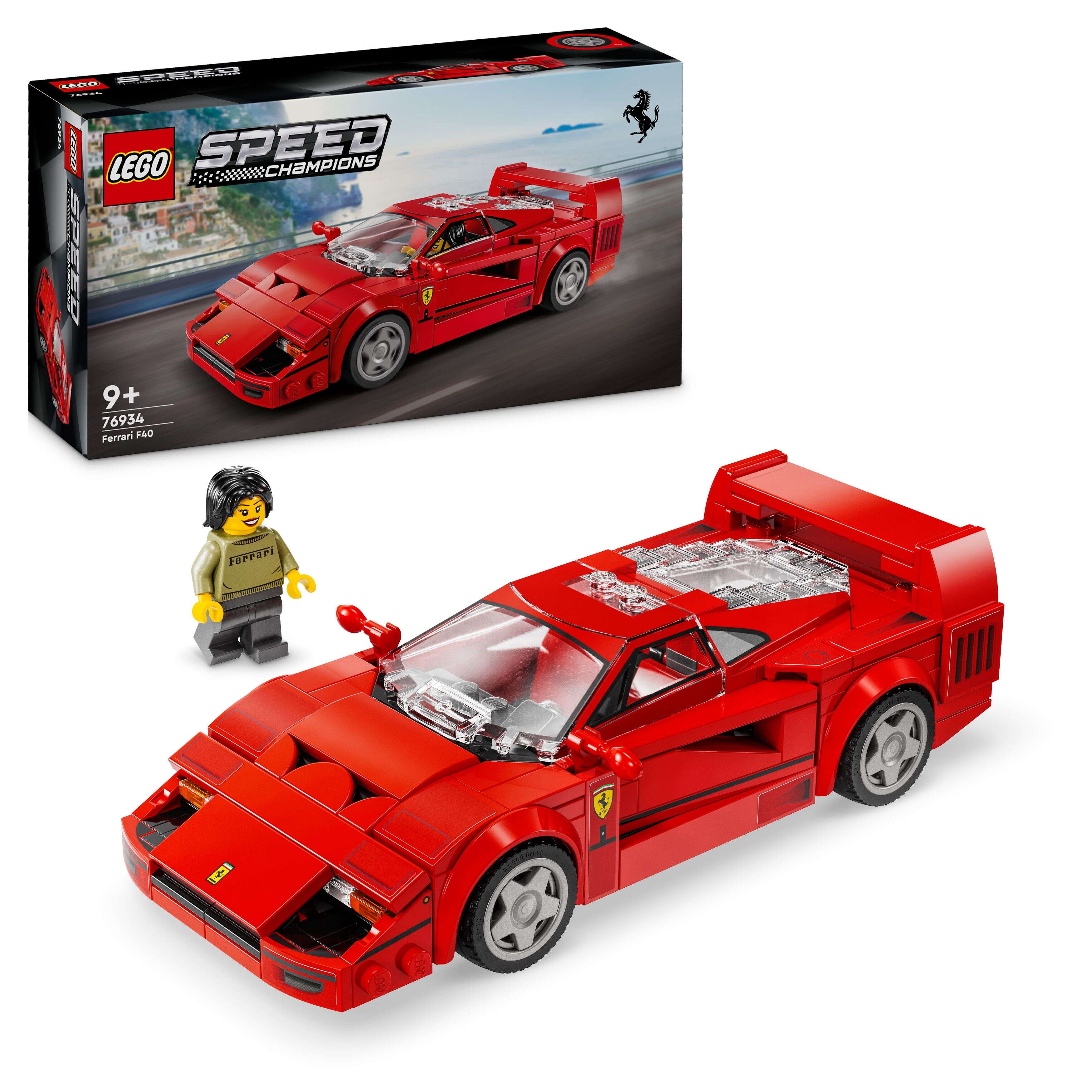 LEGO 76934 Speed Champions Ferrari F40 Supersportwagen, Rennfahrer-Minifigur