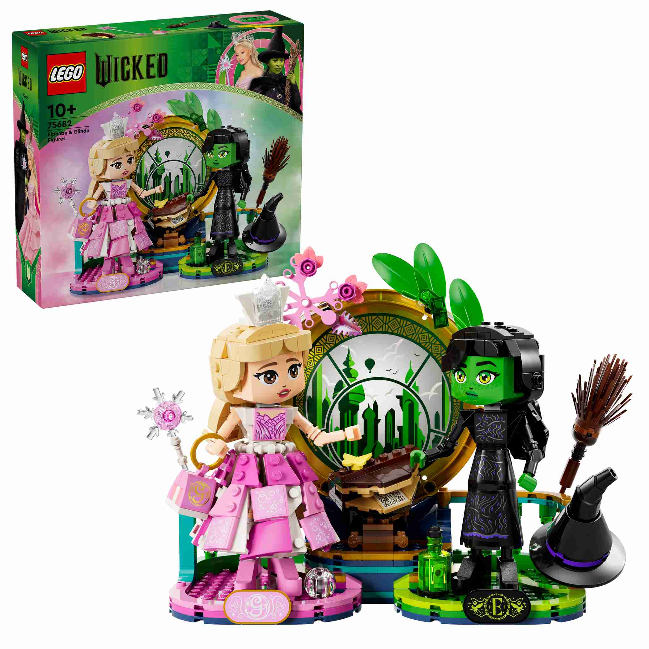 LEGO 75682 Wicked Elphaba und Glinda, Besen, Handtasche, Krone