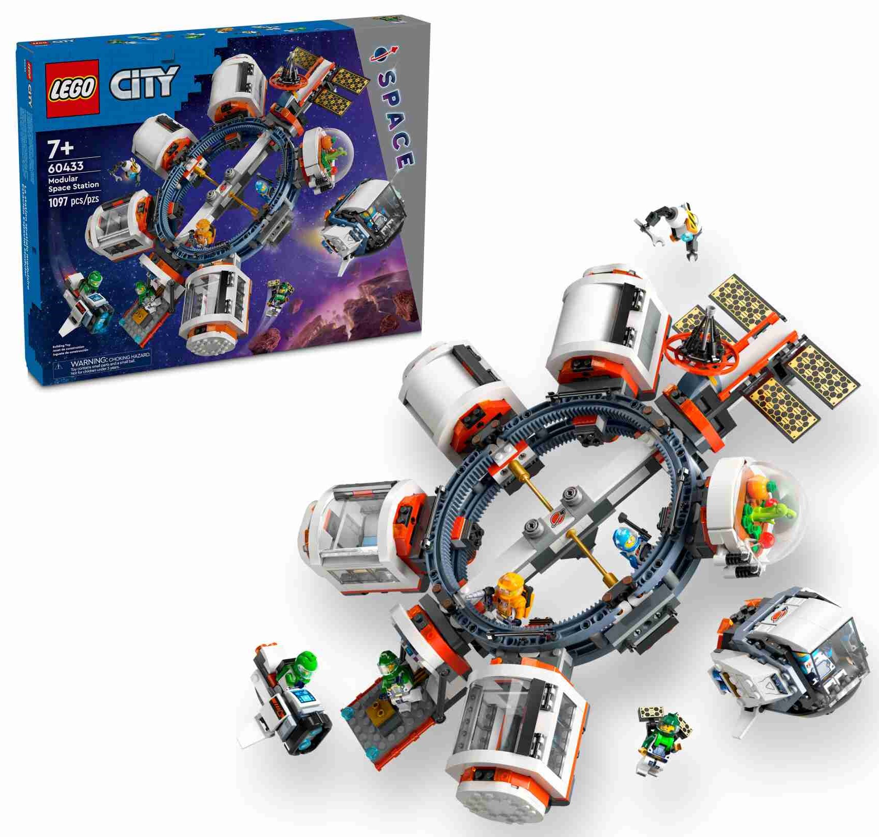 LEGO 60433 City Modulare Raumstation, 6 Astronauten, Raumkapselmodule Raumschiff