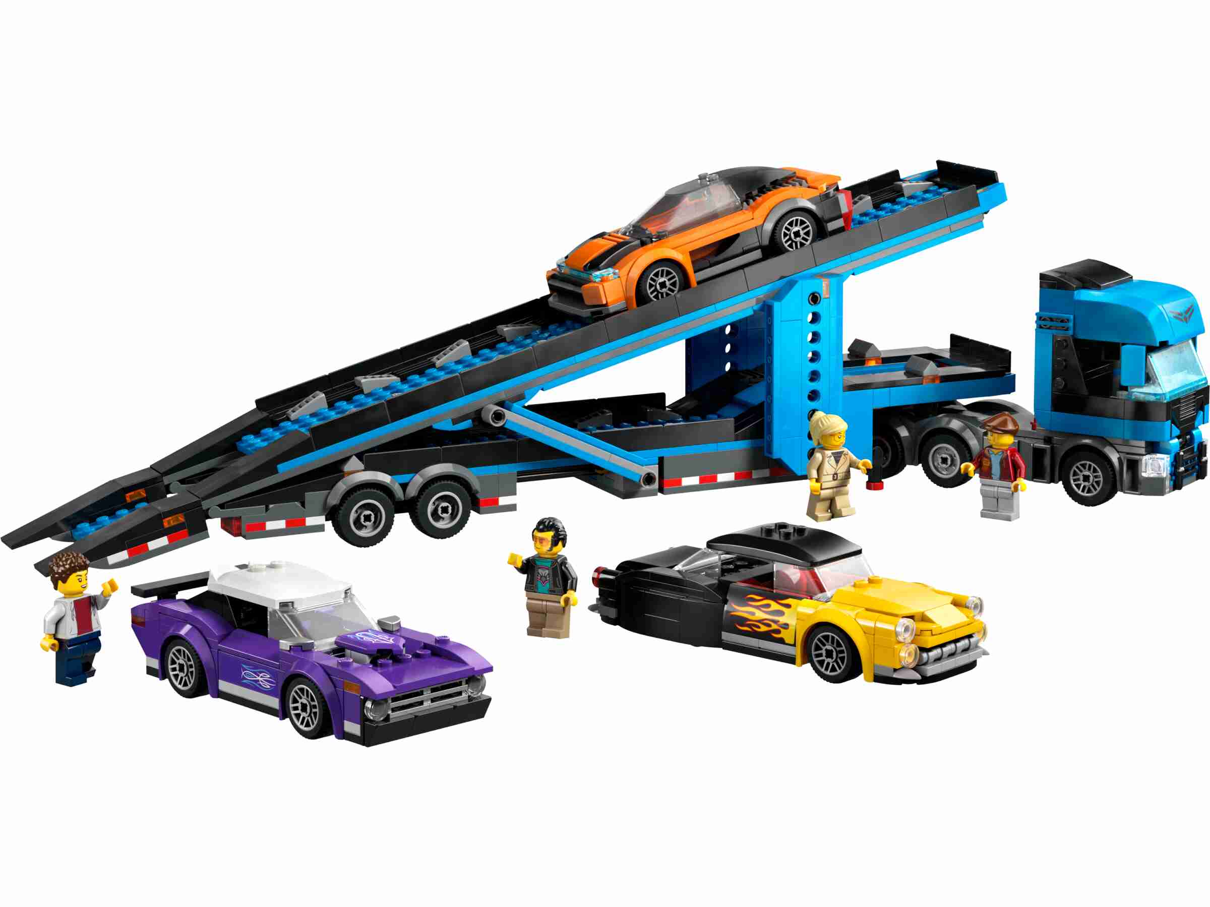 LEGO 60408 City Autotransporter mit Sportwagen, 4 Minifiguren, 3 Sportwagen