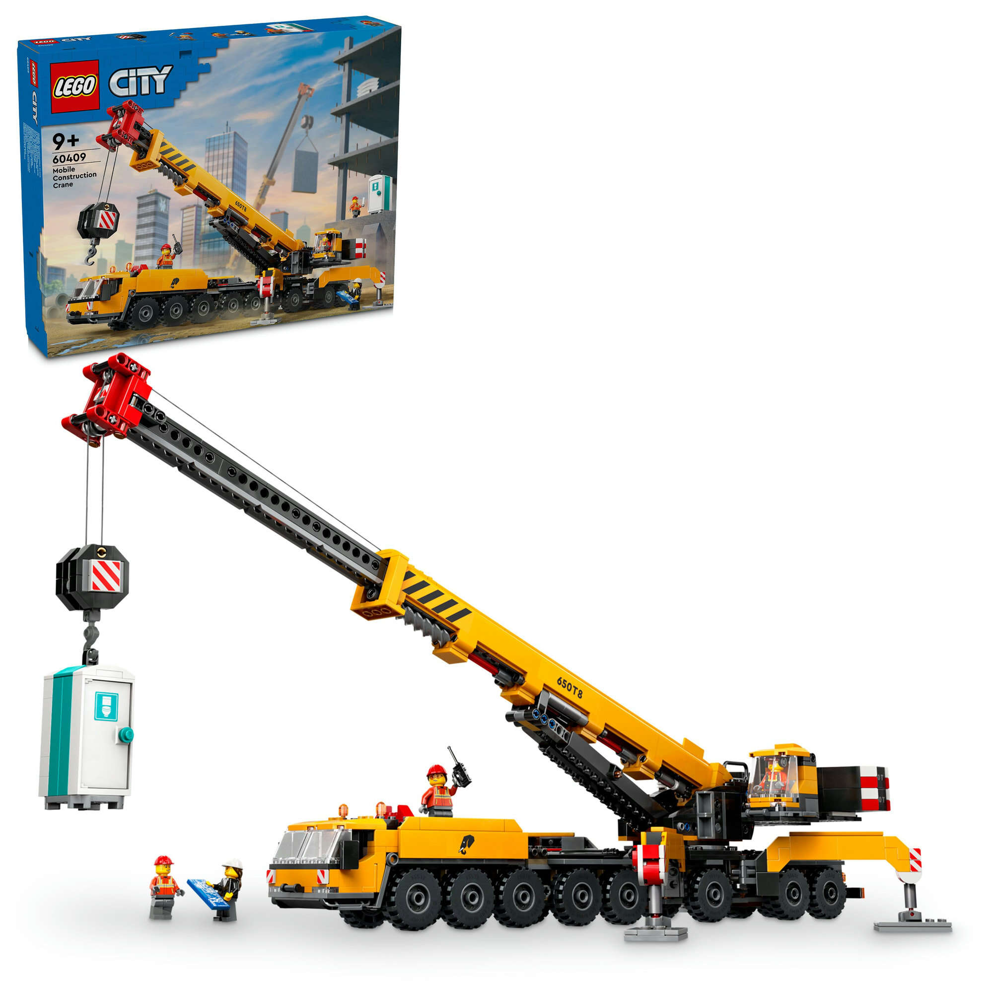 LEGO 60409 City Mobiler Baukran, 4 Minifiguren, bewegliche Elemente