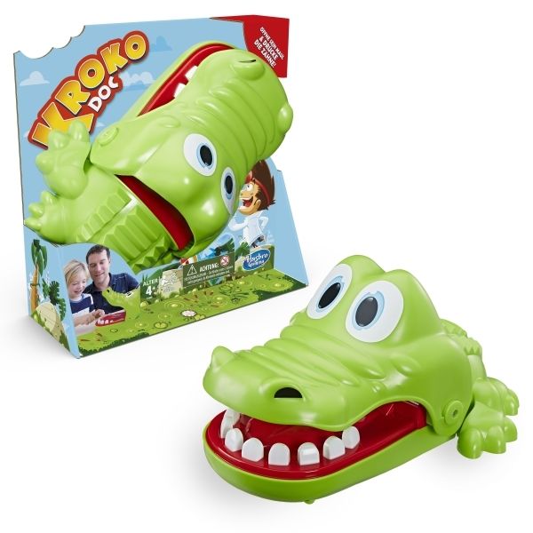 Hasbro Kroko Doc, lustiges Schnapp-Spiel für 2 – 4 Spieler, Neuauflage