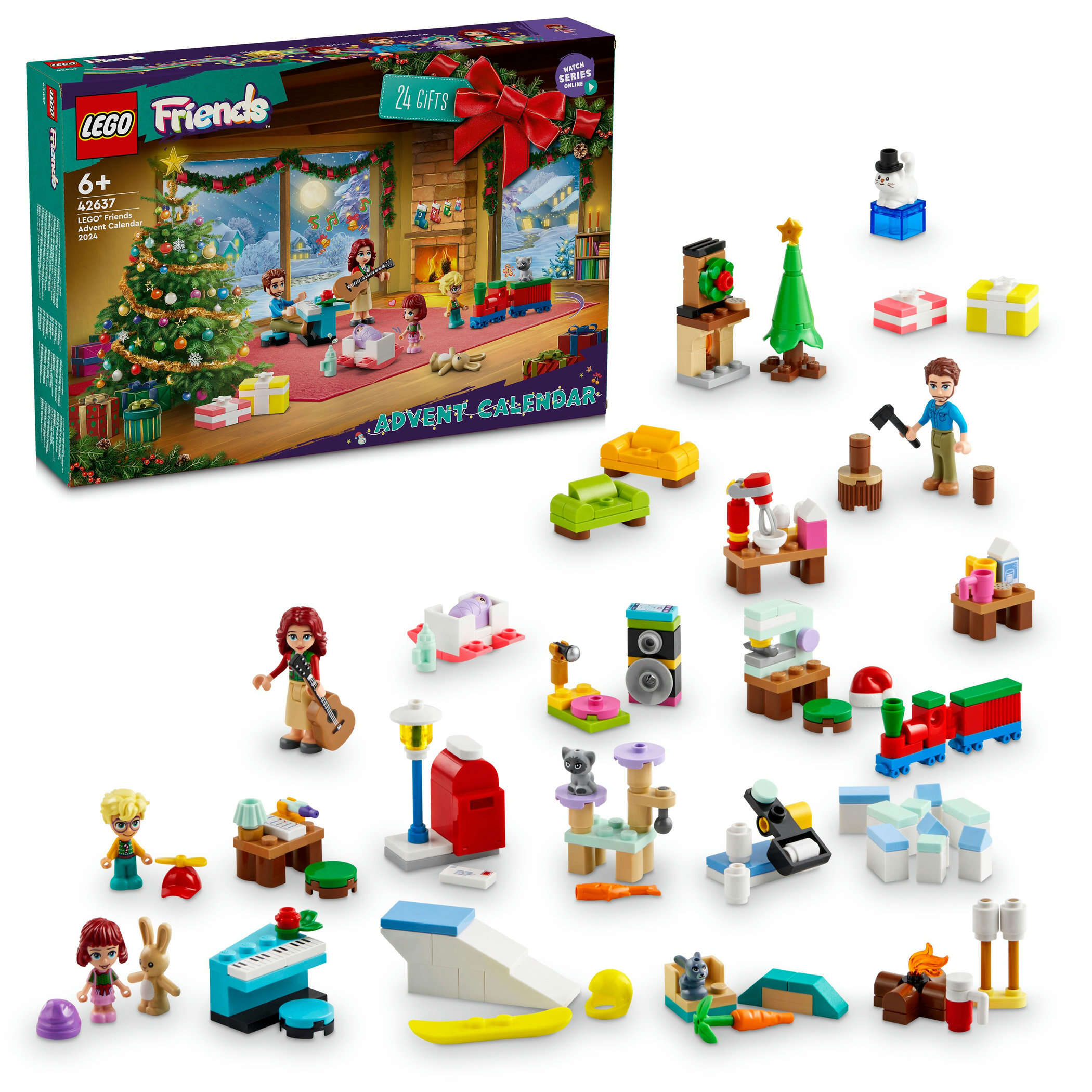 LEGO 42637 Friends Adventskalender 2024, 5 Charaktere, 2 Tierbabys, Zubehör