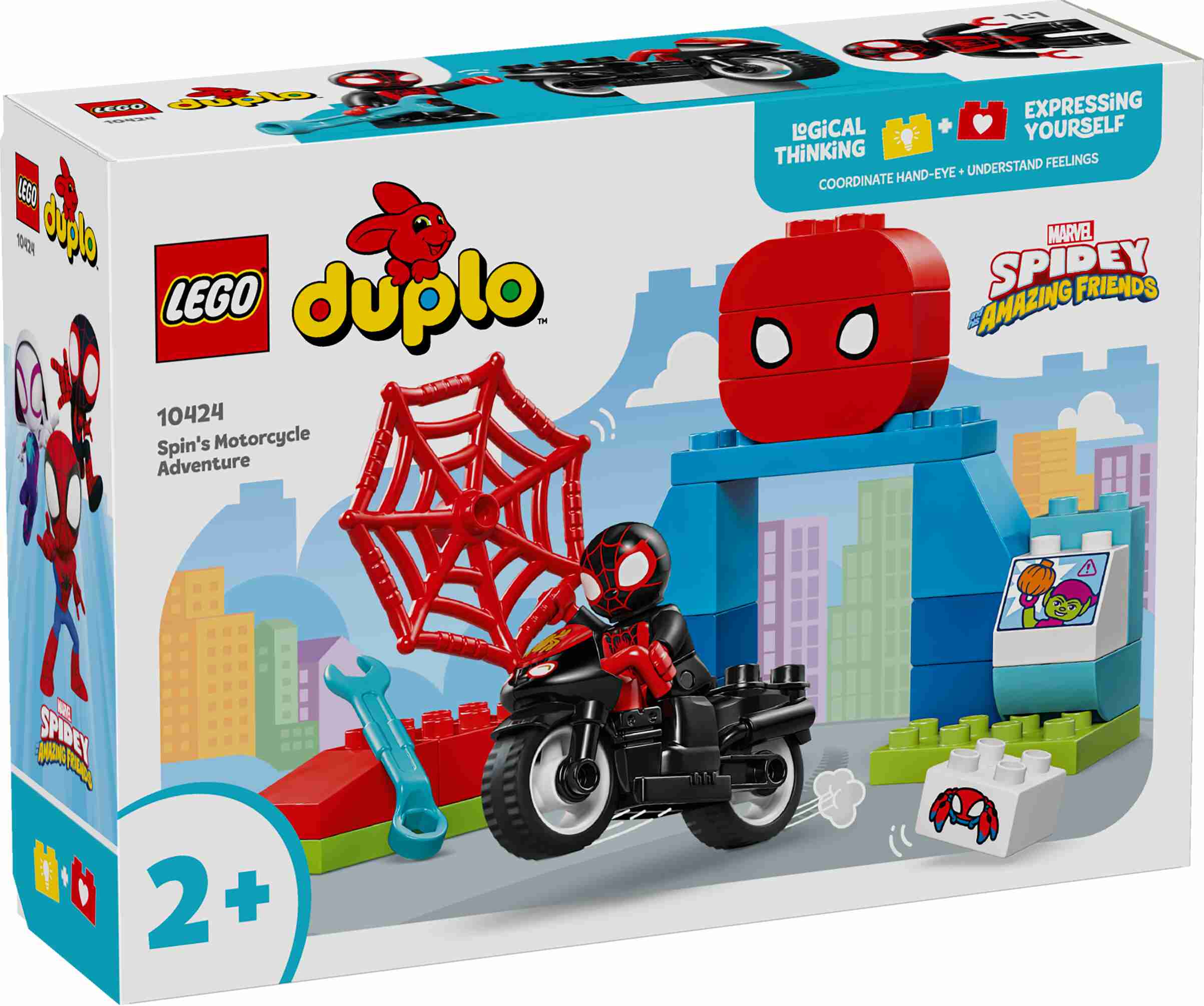 LEGO 10424 DUPLO Spins Motorrad Abenteuer, Hauptquartier,  Roboterspinne Trace-E