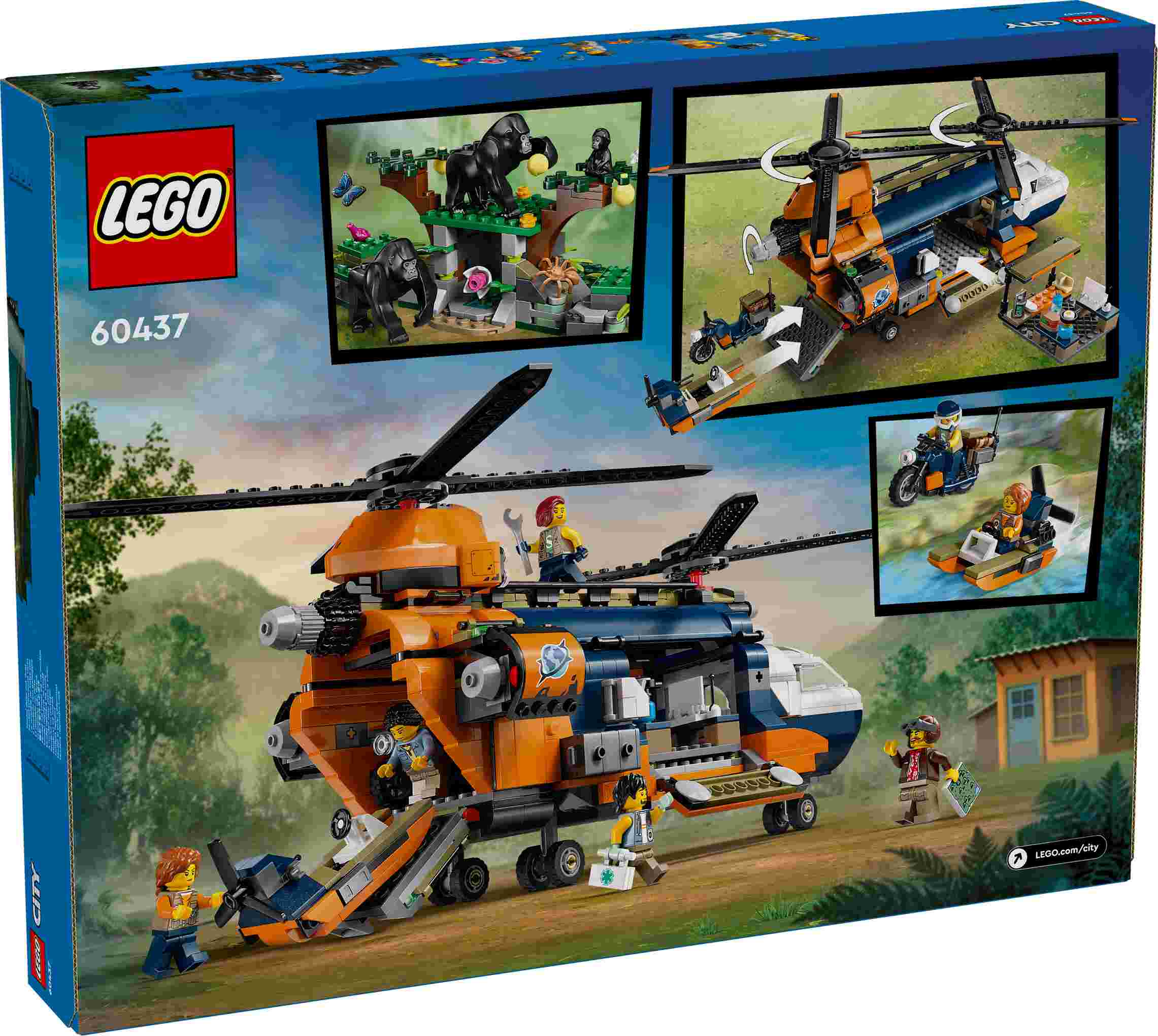 LEGO 60437 City Dschungelforscher-Hubschrauber, 5 Abenteurer, 3 Gorillas