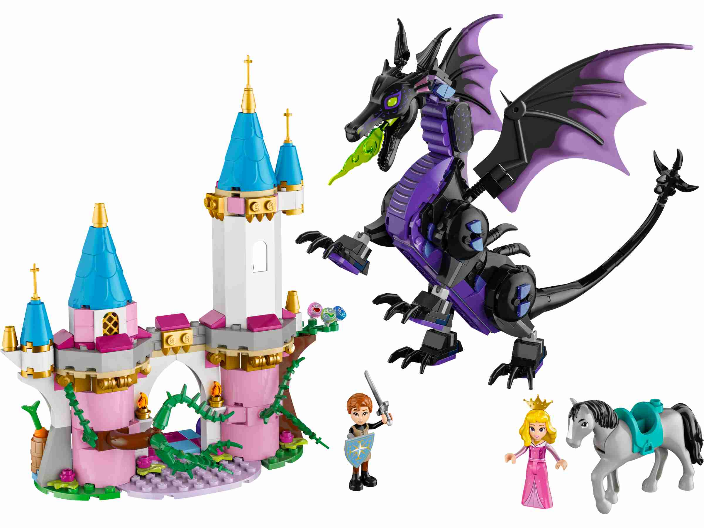 LEGO 43240 Disney Malefiz als Drache, Aurora, Prinz Phillip, Schloss-Segment