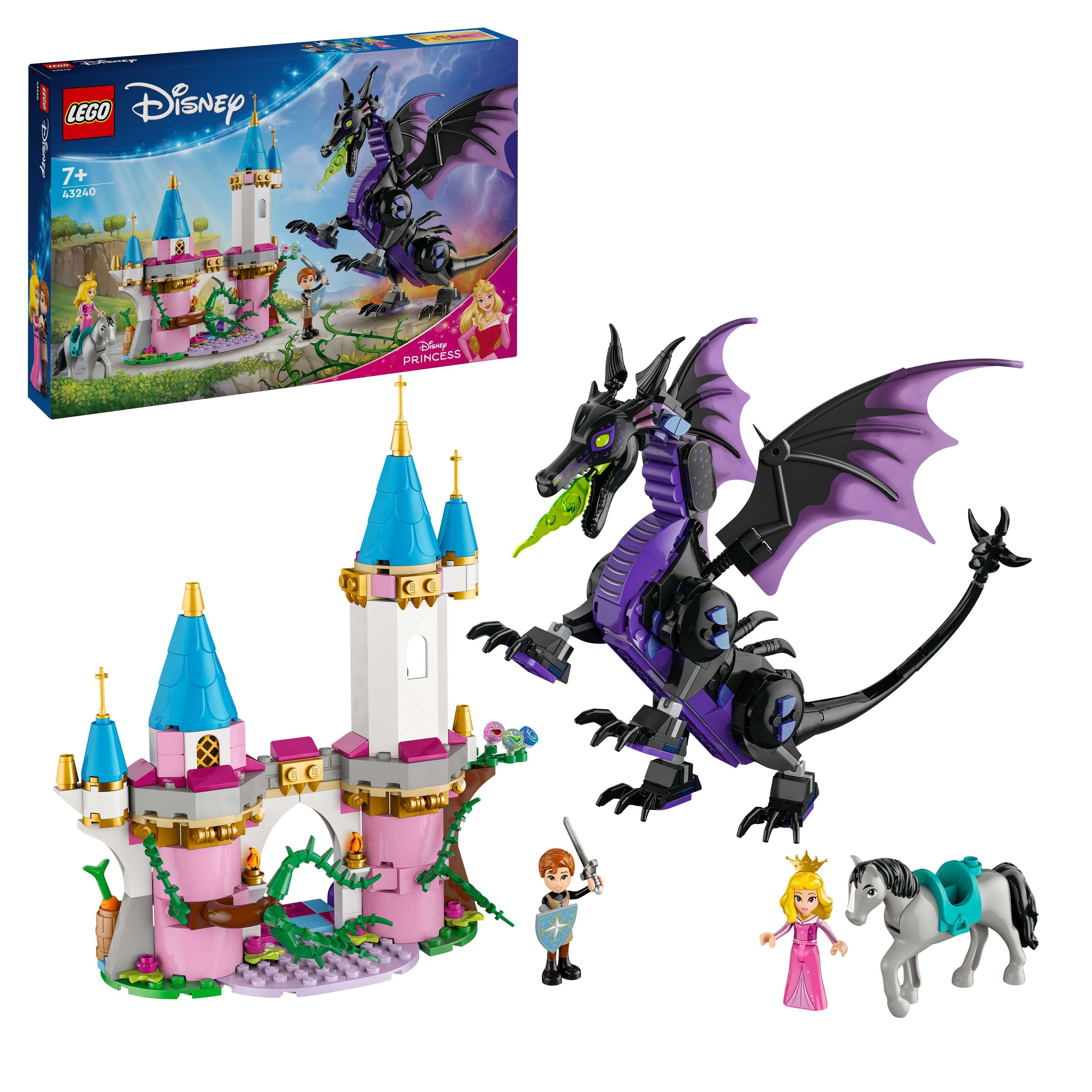 LEGO 43240 Disney Malefiz als Drache, Aurora, Prinz Phillip, Schloss-Segment