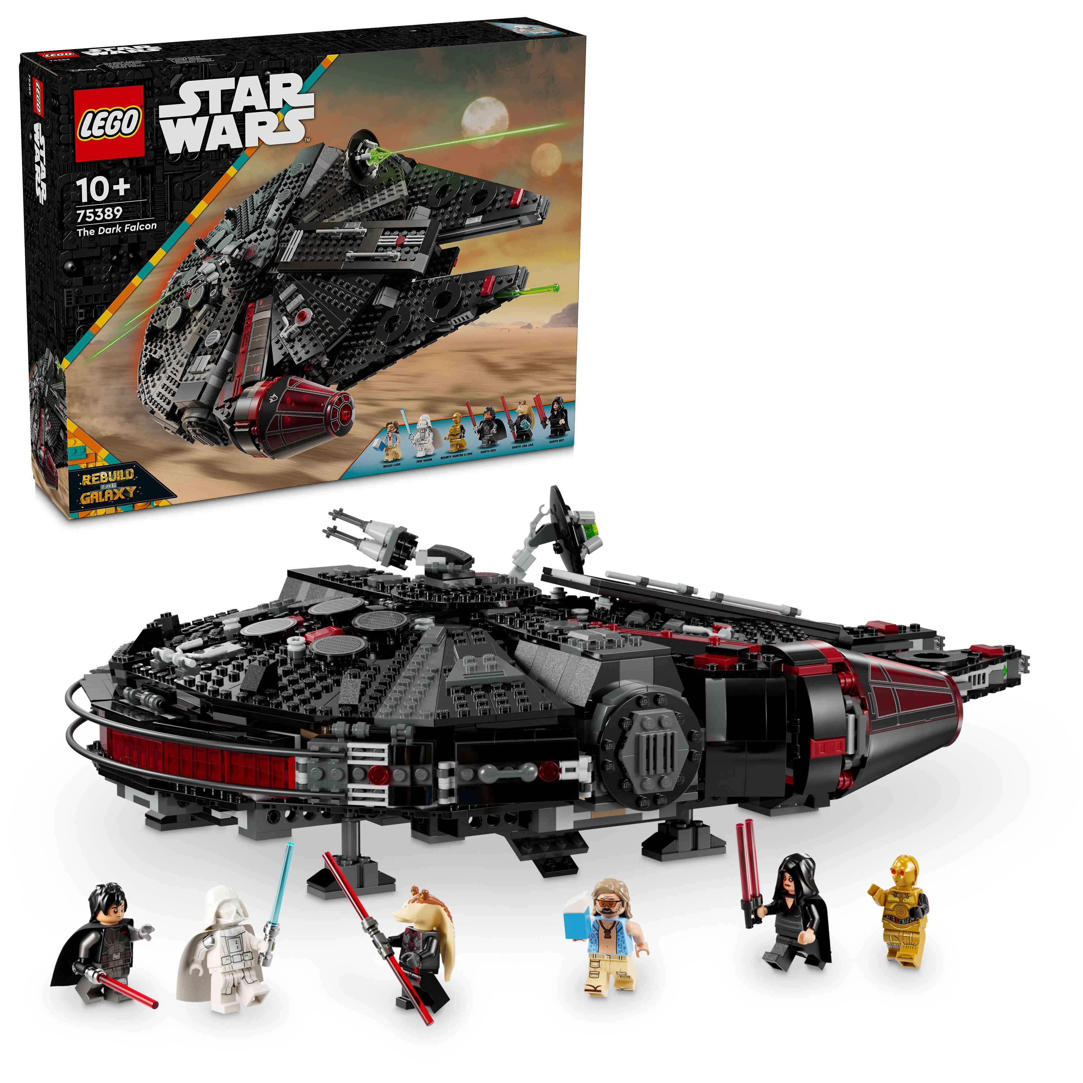 LEGO 75389 Star Wars Dunkler Millennium Falke, 6 Minifiguren, Lichtschwerter