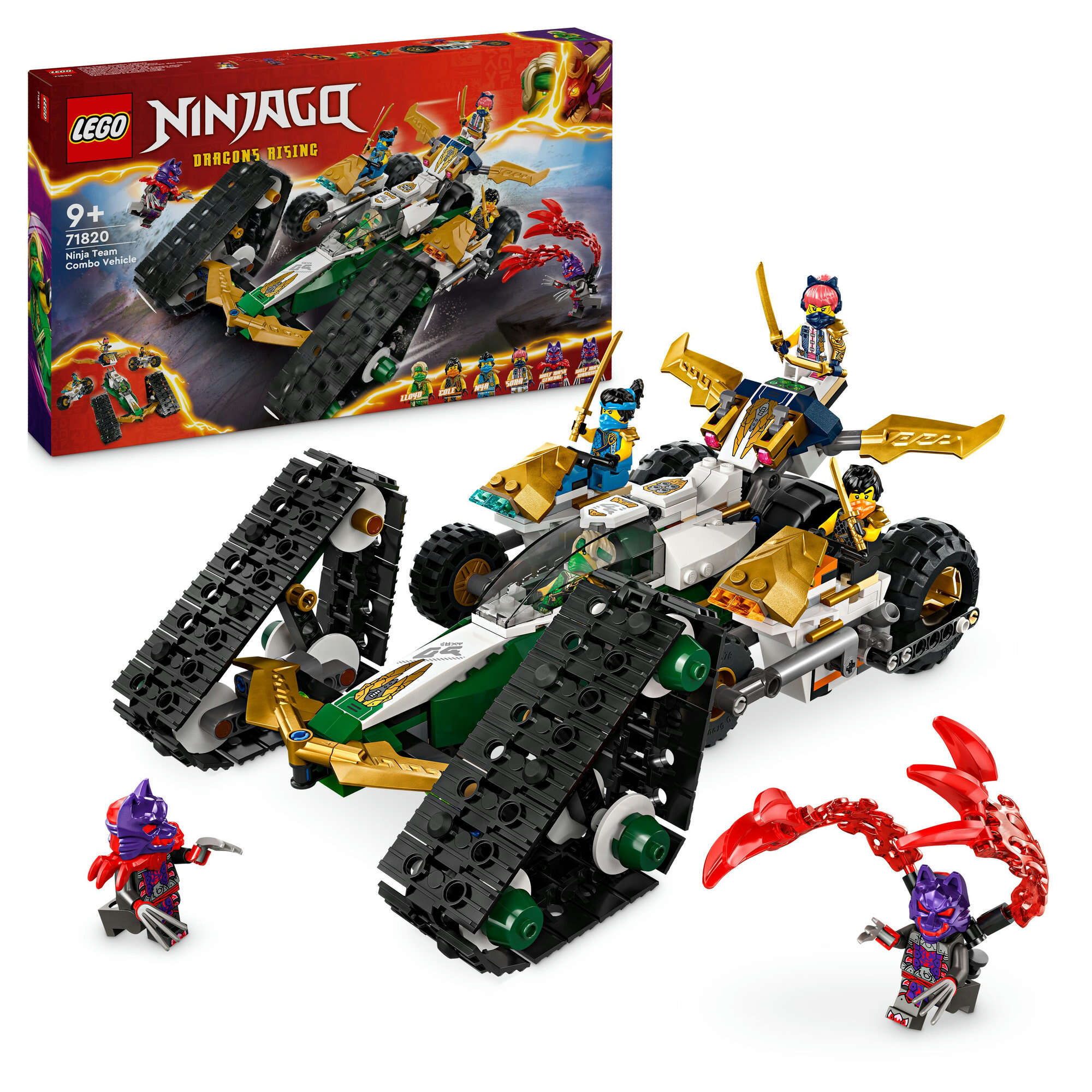 LEGO 71820 Kombi-Raupe des Ninja-Teams, 6 Minifiguren, 4-in-1-Spielzeugauto