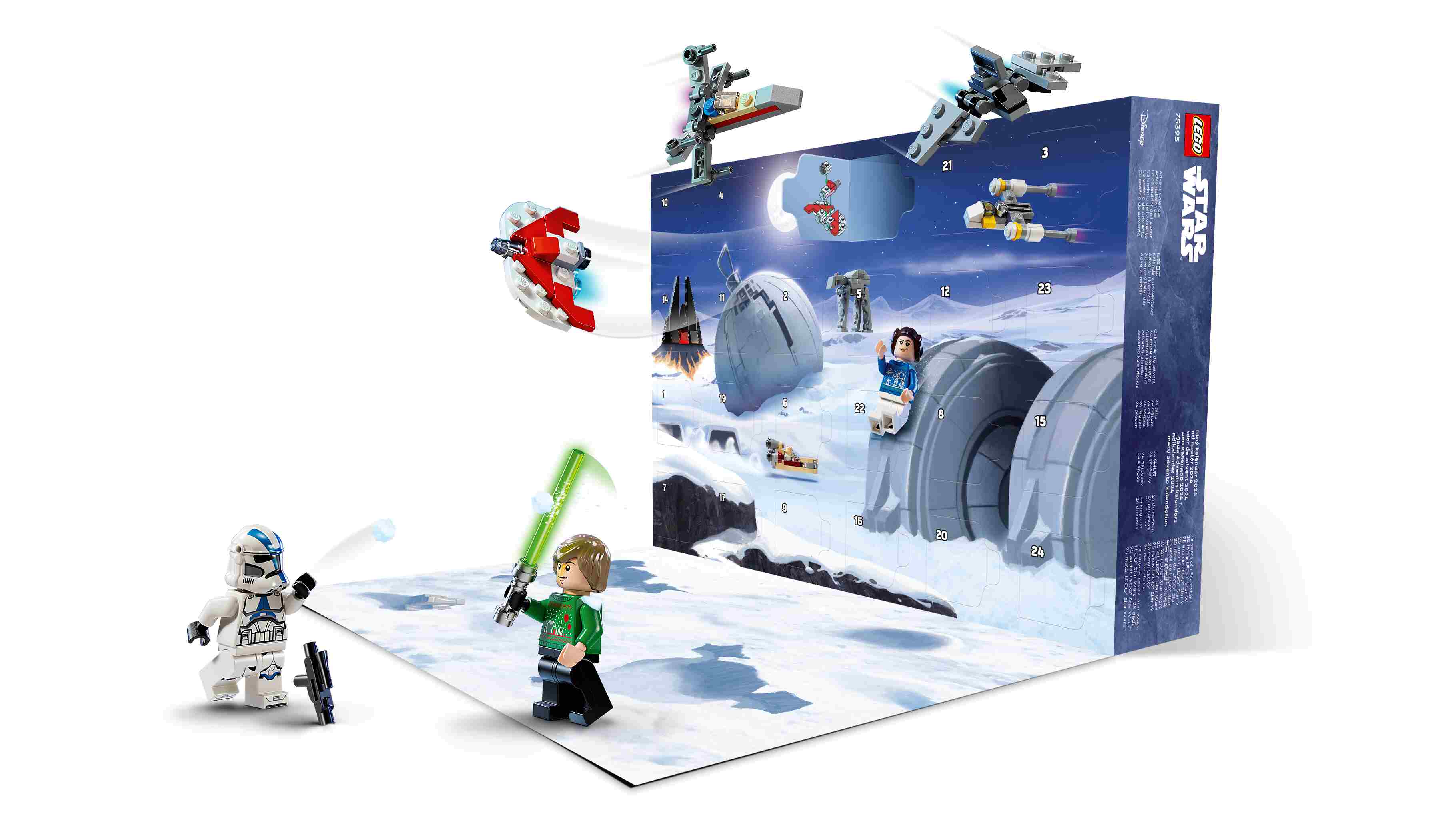 LEGO 75395 Star Wars Adventskalender 2024, 6 Figuren, 18 Mini-Modelle