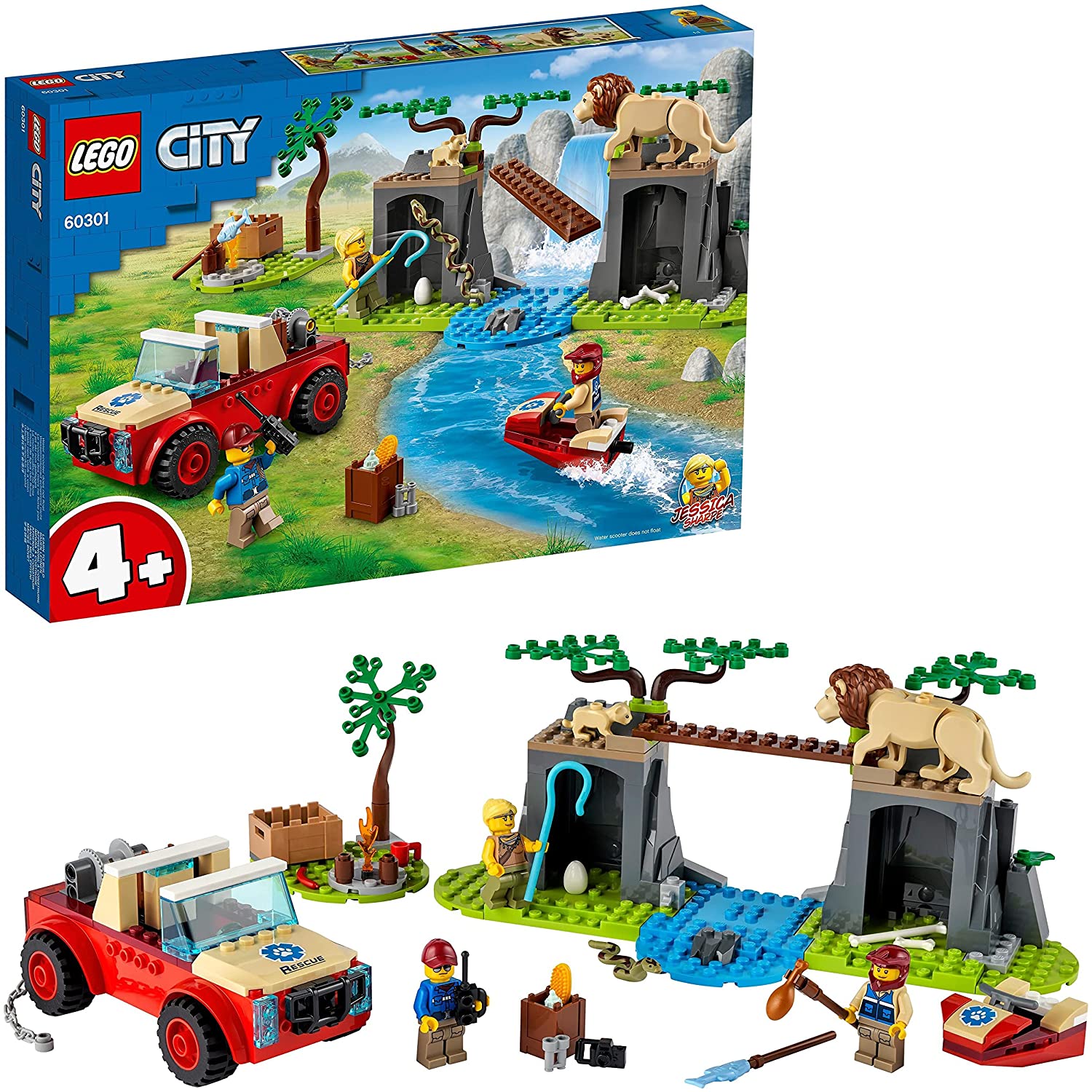 LEGO 60301 City Wildlife Tierrettungs-Geländewagen, 3 Minifiguren, 3 Tiere