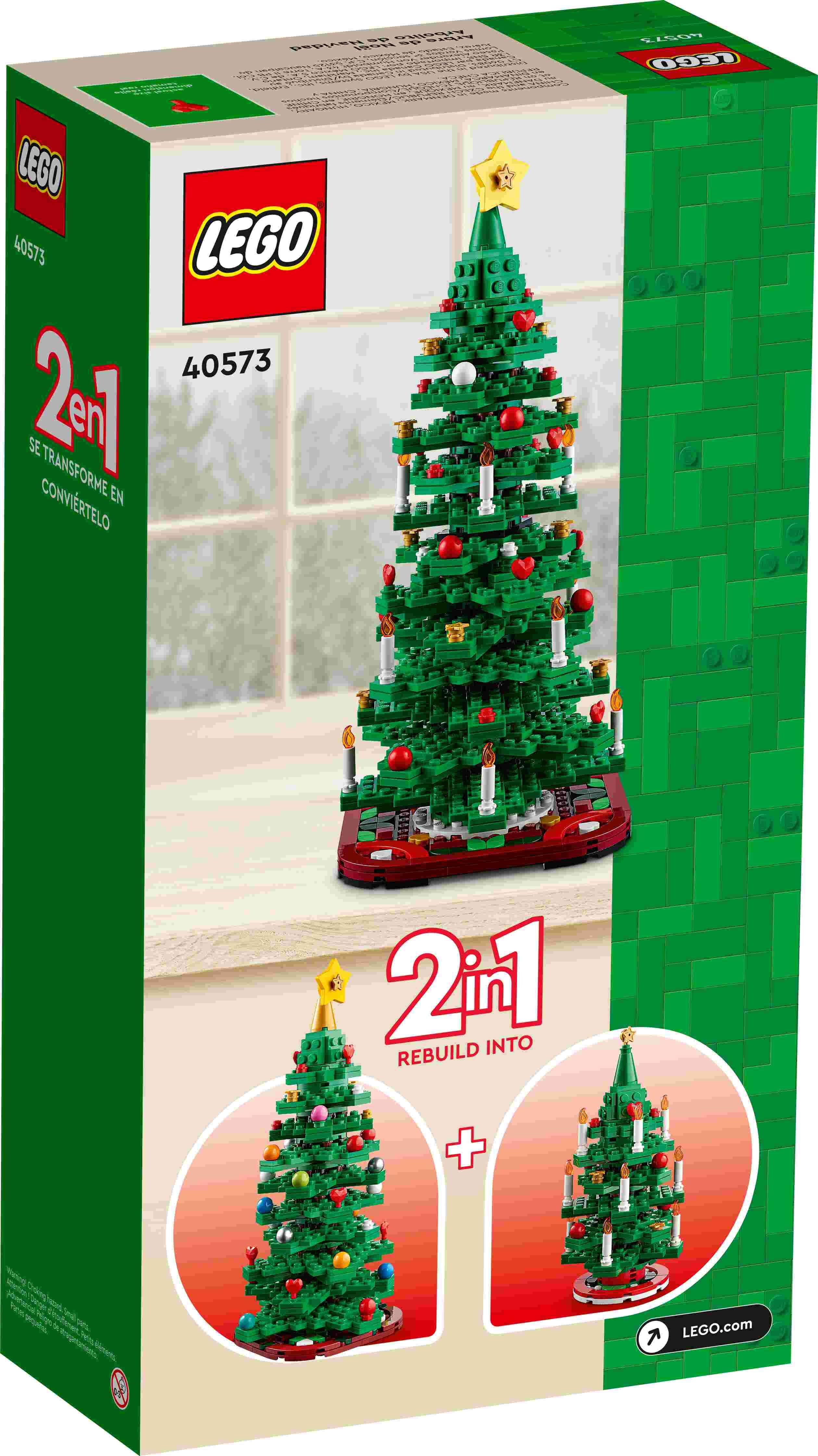 LEGO 40573 Iconic Weihnachtsbaum, 2-in-1-Set, 1 großer oder 2 kleinere Bäume