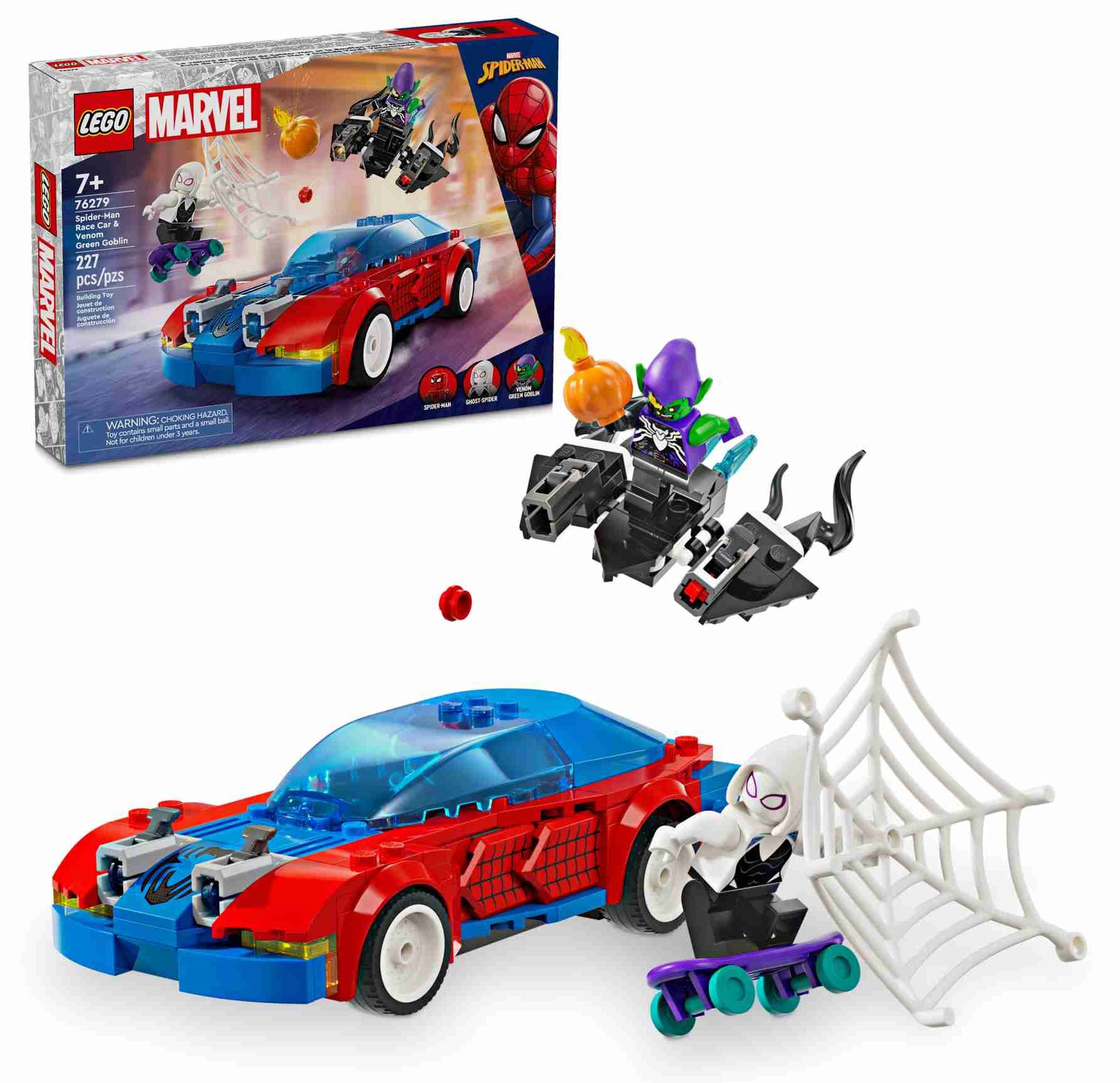 LEGO 76279 Marvel Spider-Mans Rennauto & Venom Green Goblin, 3 Minifiguren