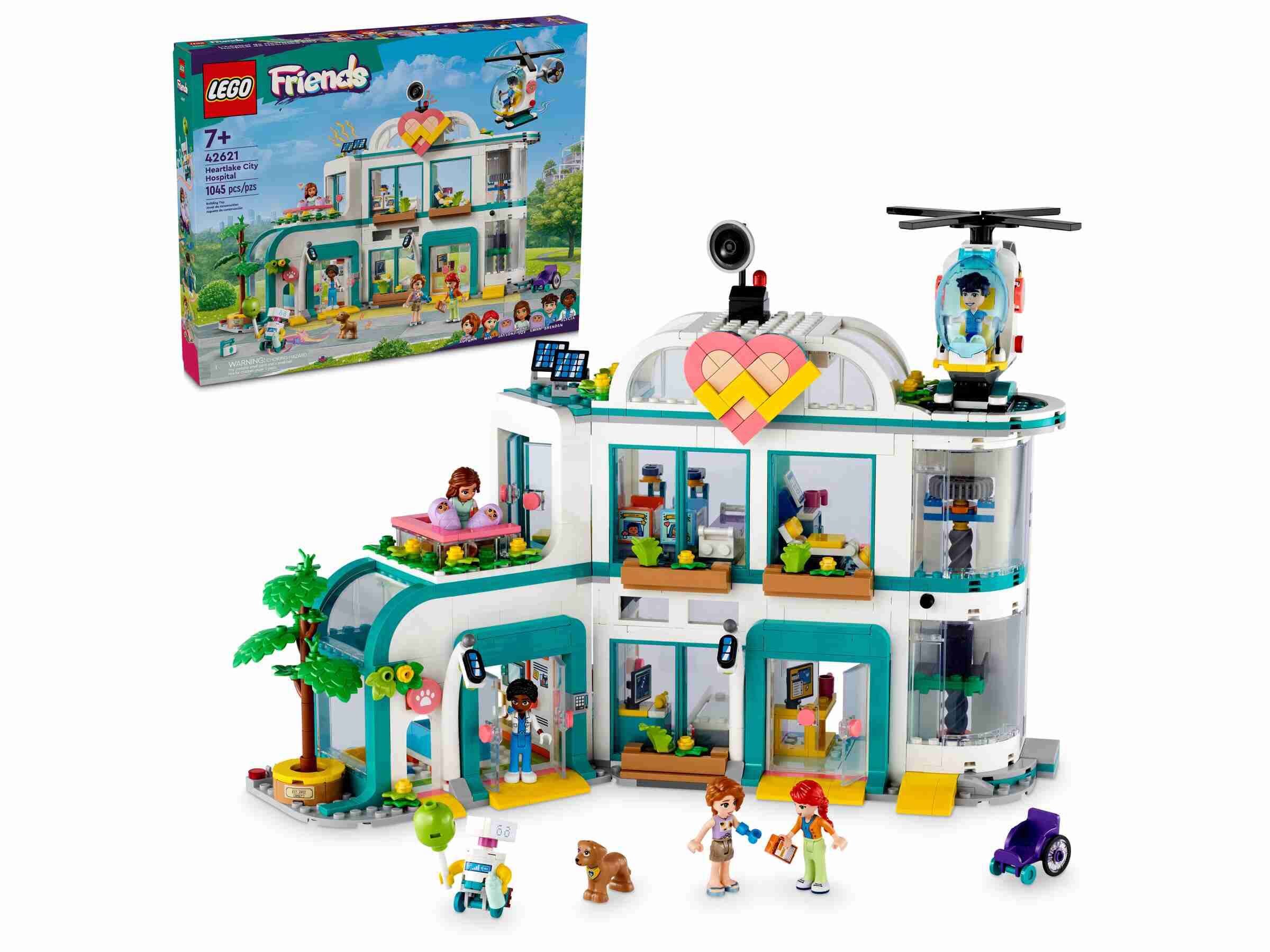 LEGO 42621 Friends Heartlake City Krankenhaus, 5 Spielfiguren, 2 Babys, Hund