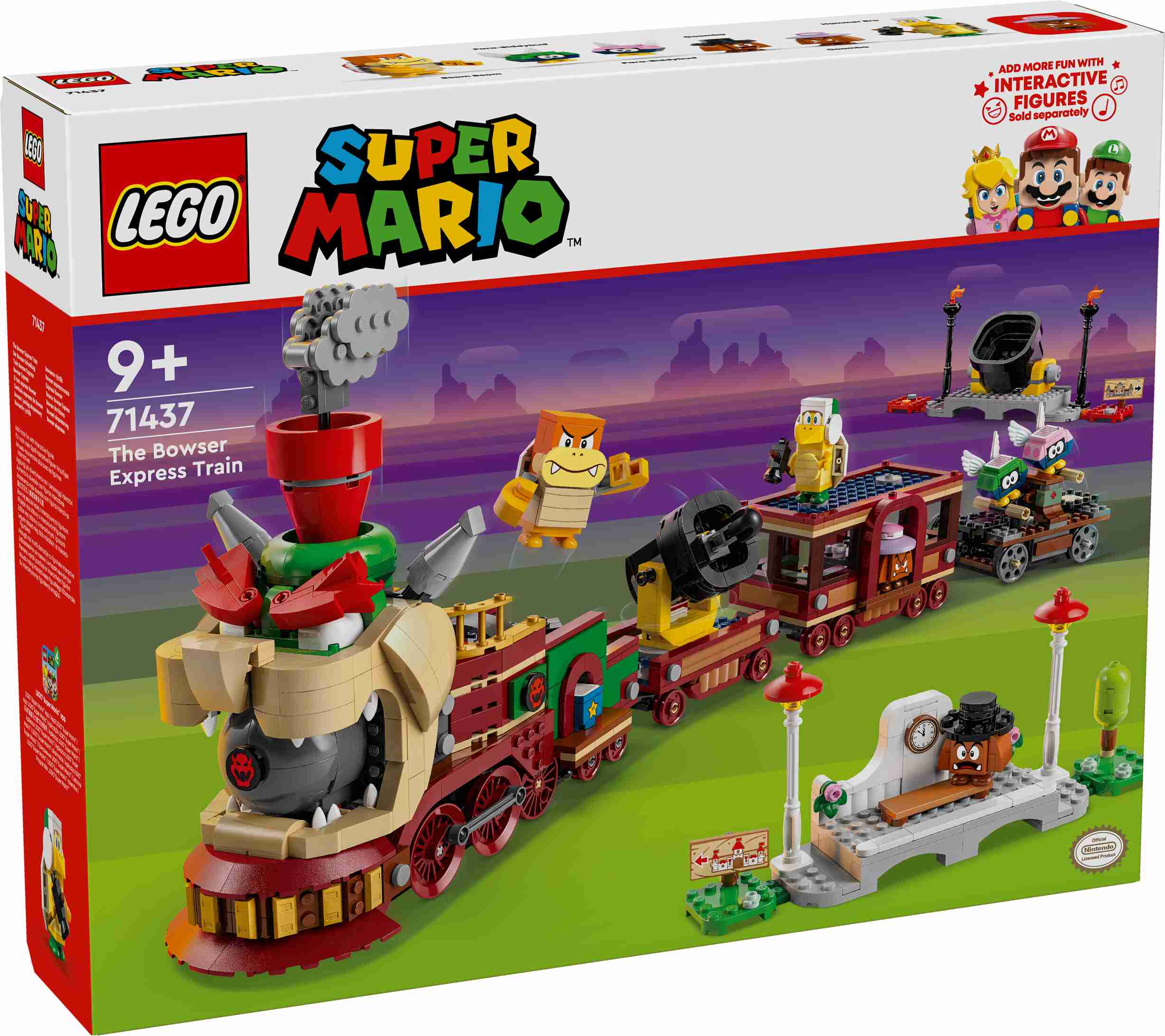 LEGO 71437 Super Mario Der Bowser-Schnellzug, 6 Spielzeugfiguren, Draisine