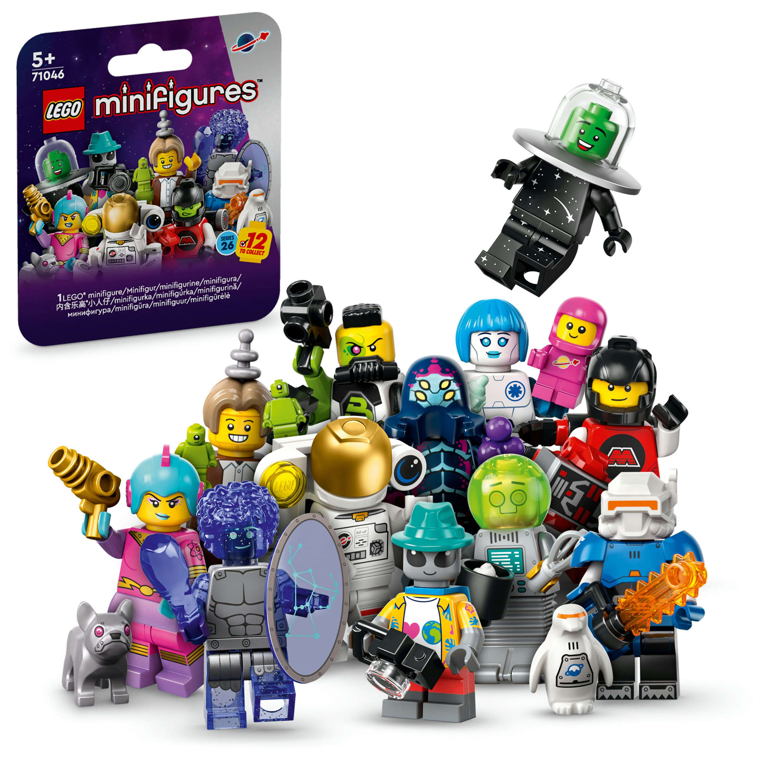 LEGO 71046 Minifigures Weltraum Serie 26, Überraschungsbox mit 1 von 12 Figuren