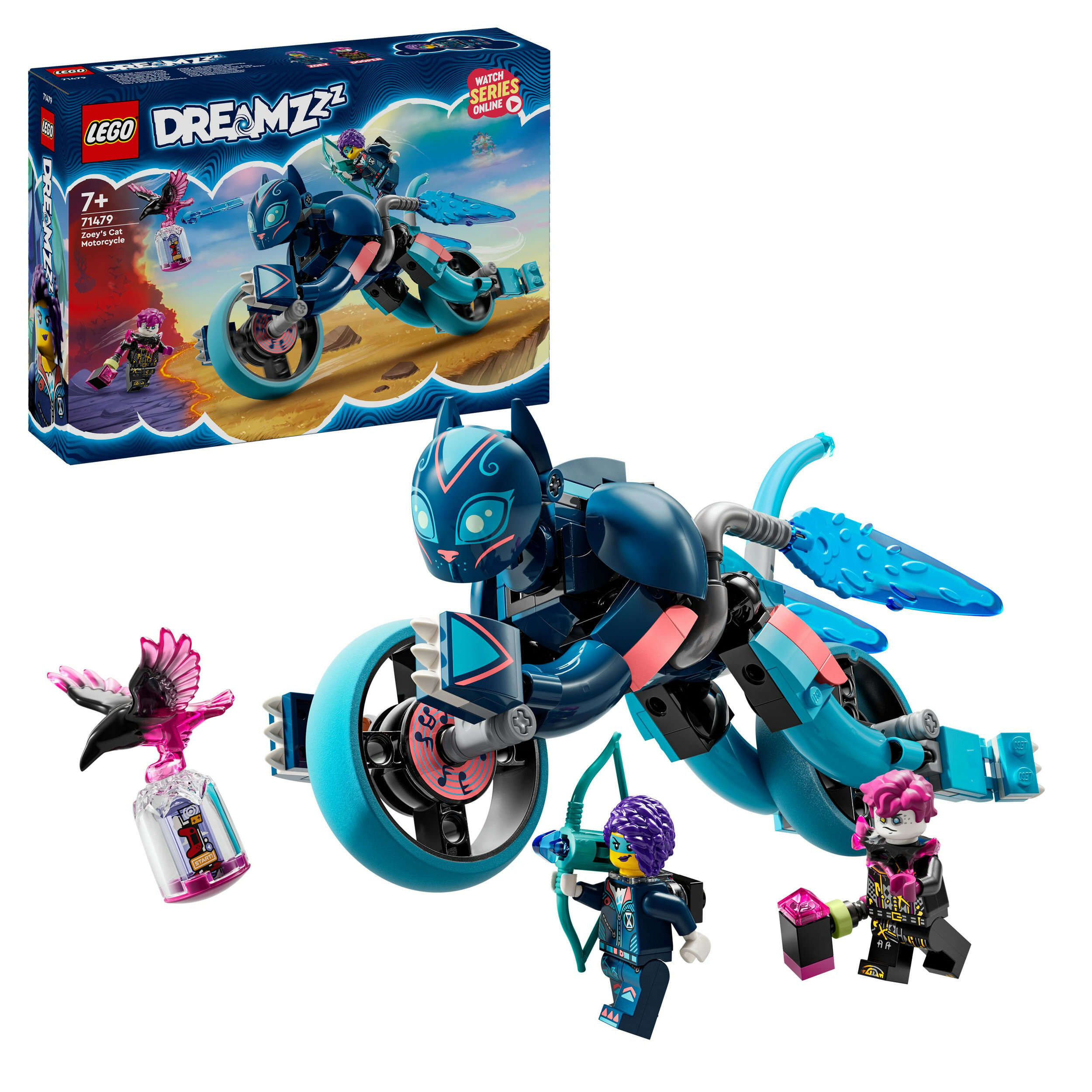 LEGO 71479 DREAMZzz Zoeys Katzenmotorrad, 2 Minifiguren, 2 Bauoptionen