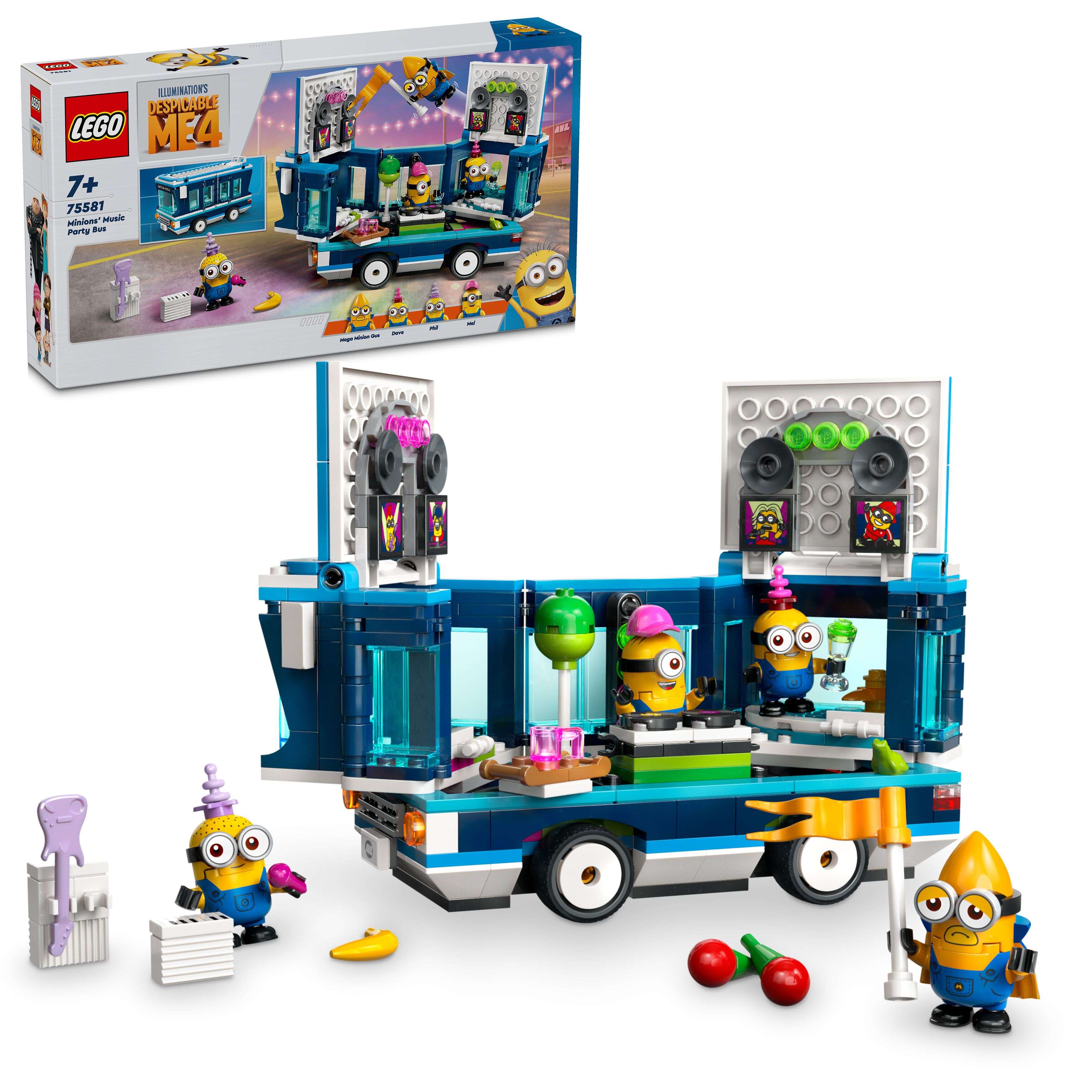 LEGO 75581 Despicable Me Minions und der Party Bus, 4 Minions und Zubehör