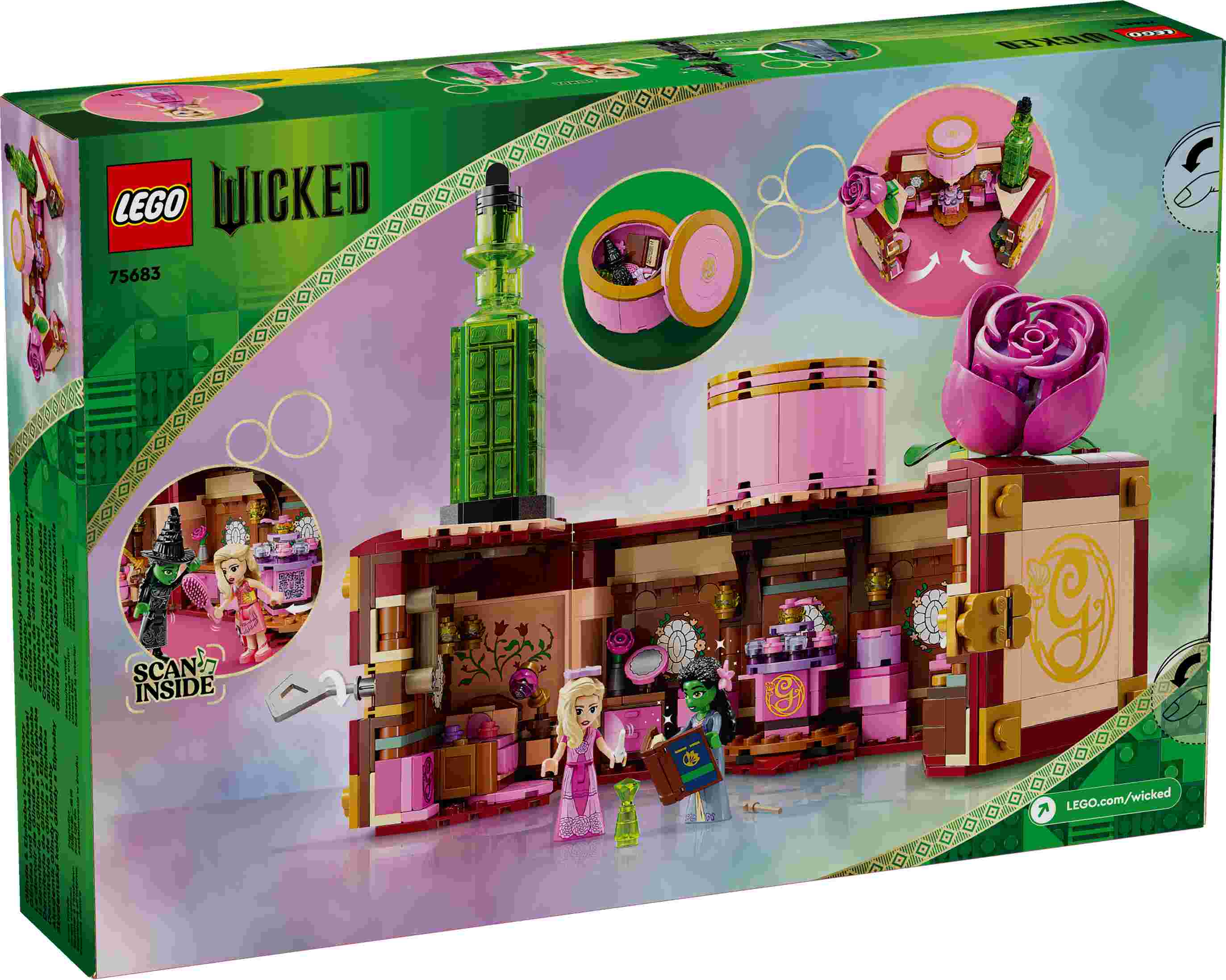 LEGO 75683 Wicked Glindas und Elphabas Schlafsaal, 2 Spielfiguren, 2 Outfits