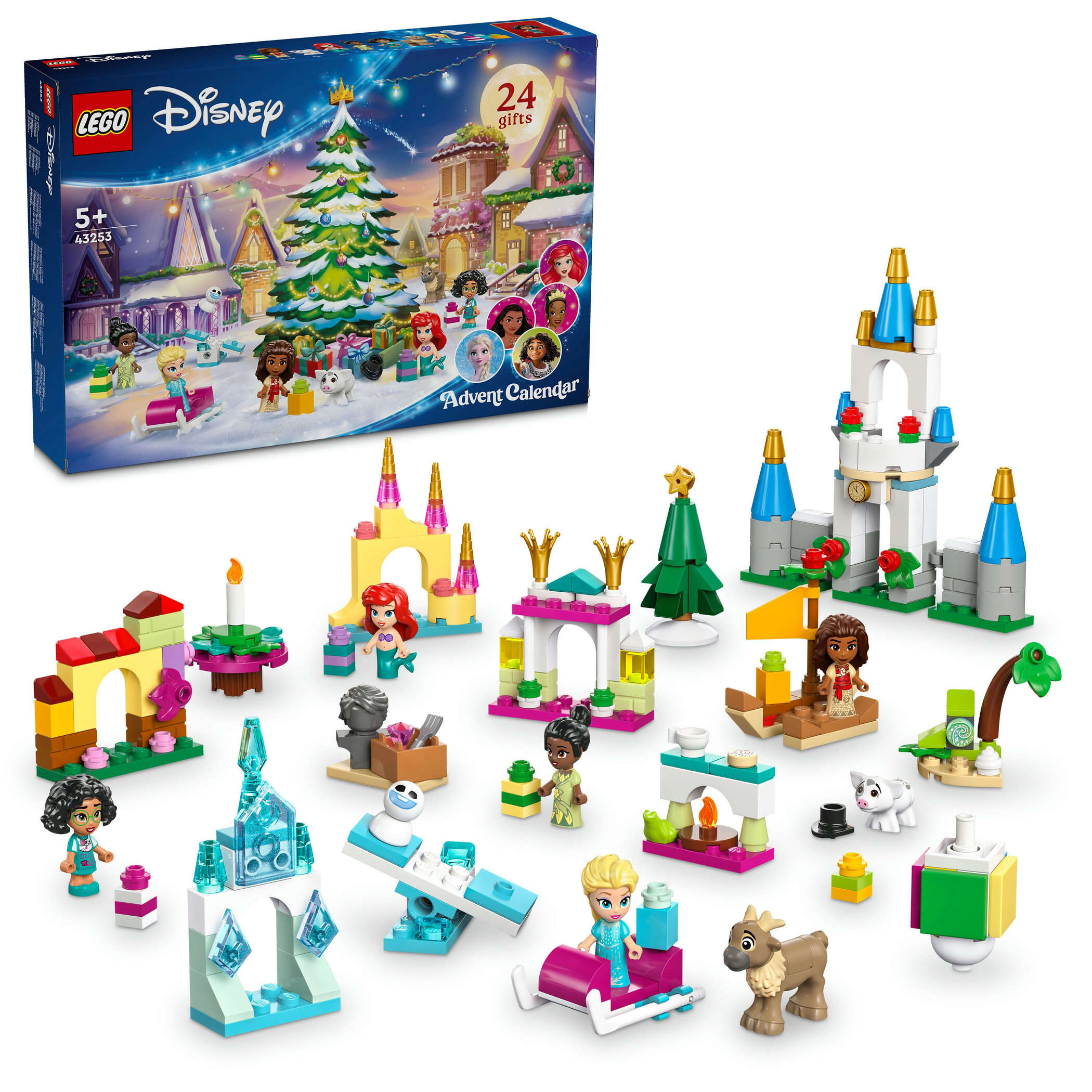 LEGO 43253 Disney Adventskalender 2024, 8 Figuren und Zubehör, Brettspiel