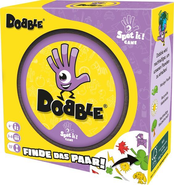 Asmodee Dobble Classic, Familienspiel, 50 Symbole auf 55 Karten