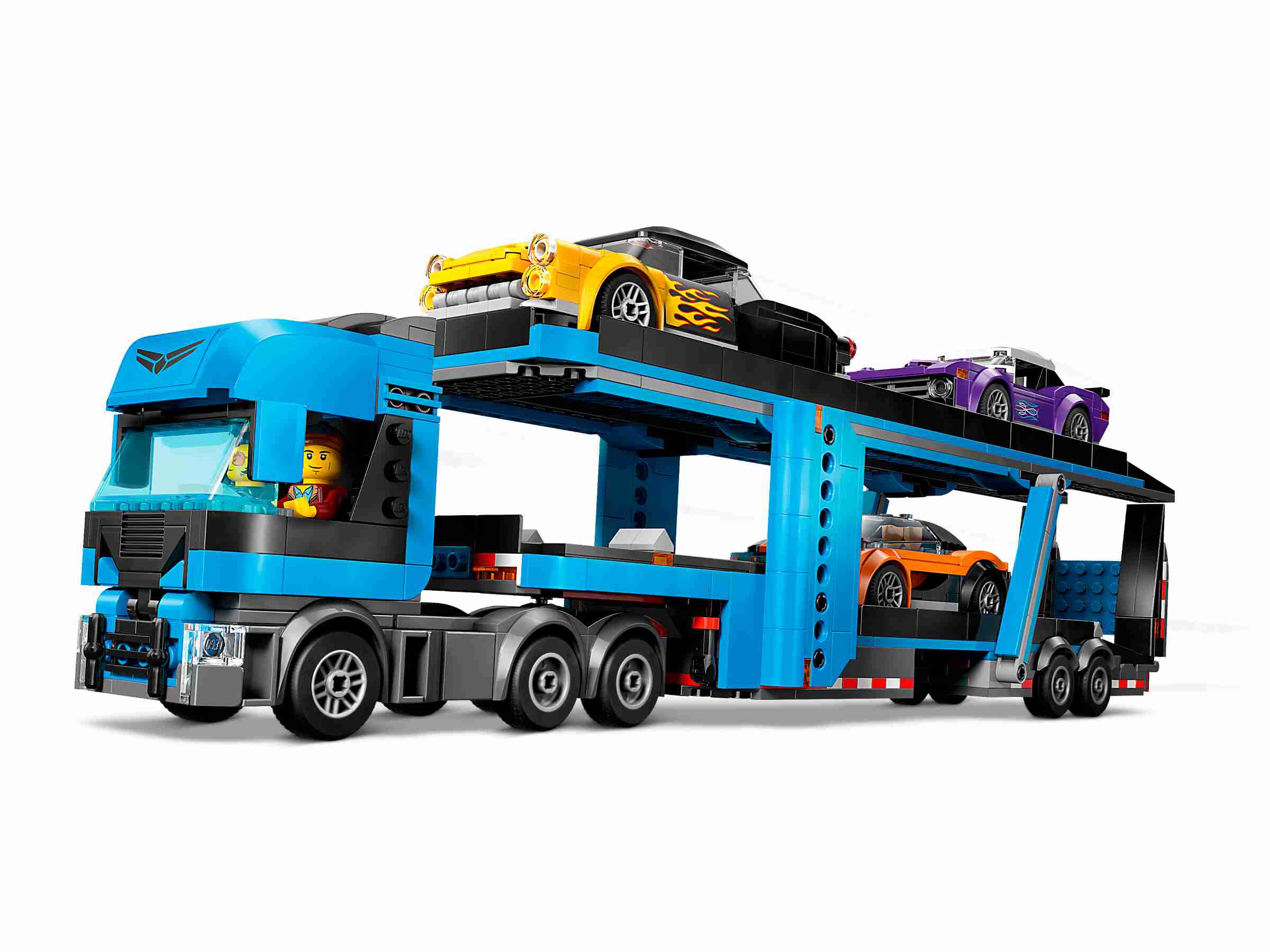 LEGO 60408 City Autotransporter mit Sportwagen, 4 Minifiguren, 3 Sportwagen