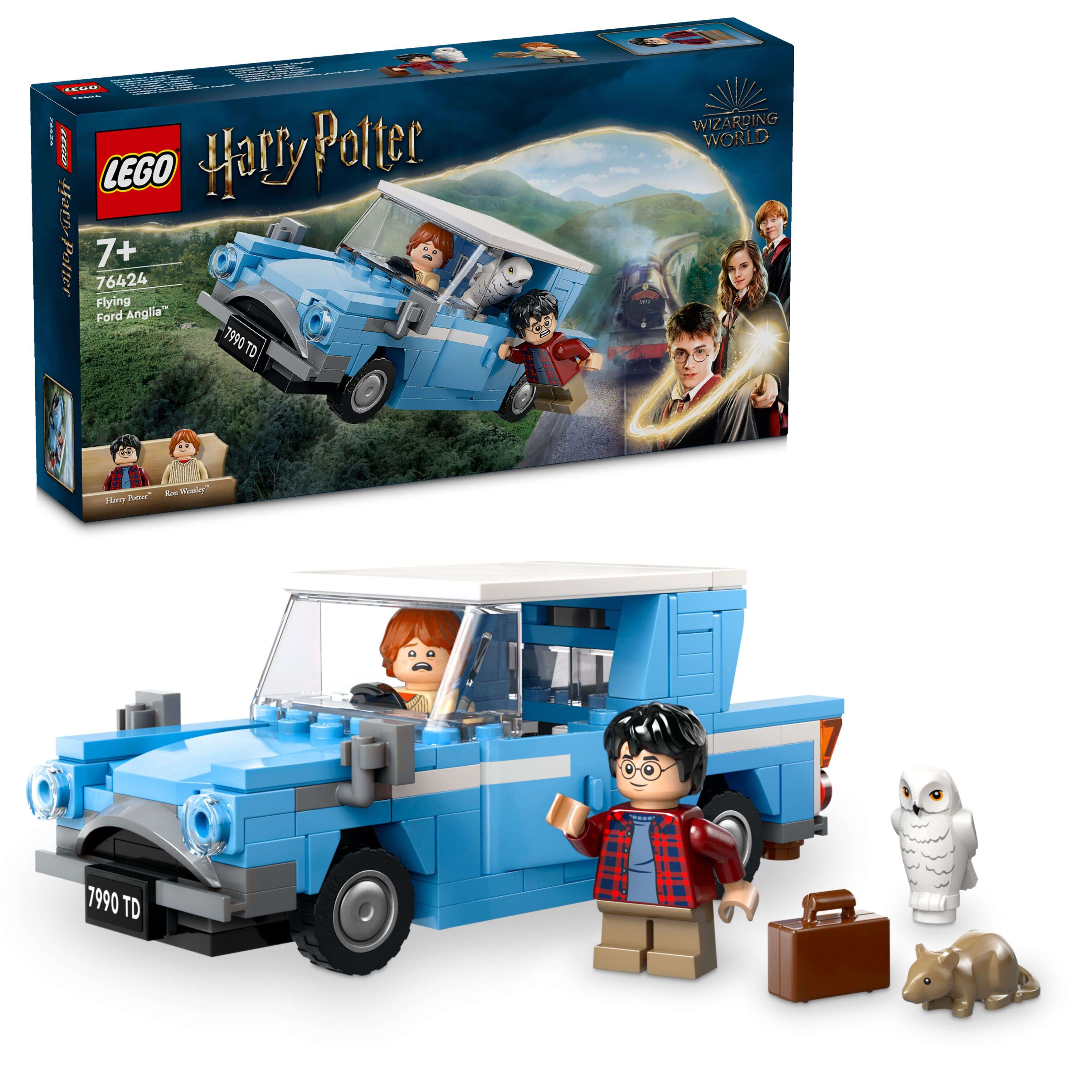 LEGO 76424 Harry Potter Fliegender Ford Anglia, Harry, Ron, Hedwig, Krätze