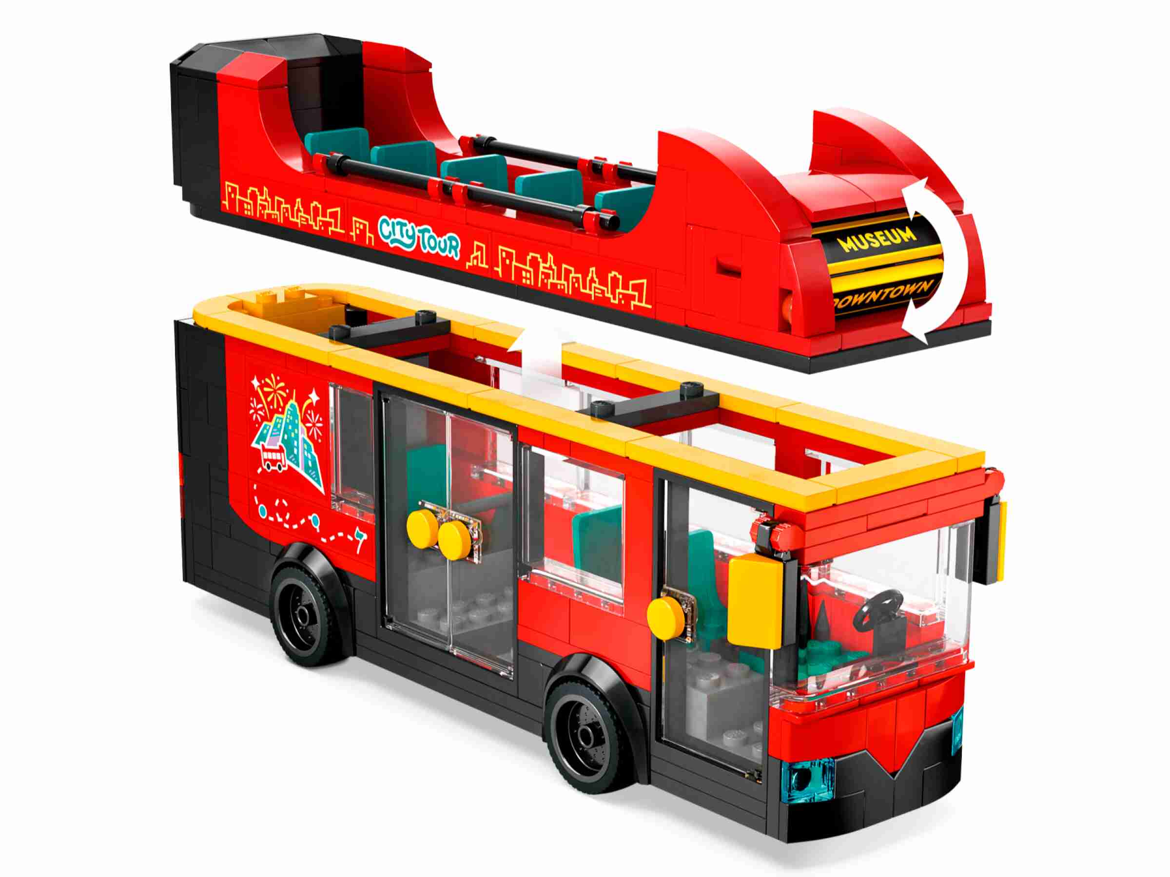 LEGO 60407 City Doppeldeckerbus, 5 Minifiguren und Zubehör, Aussichtsdeck