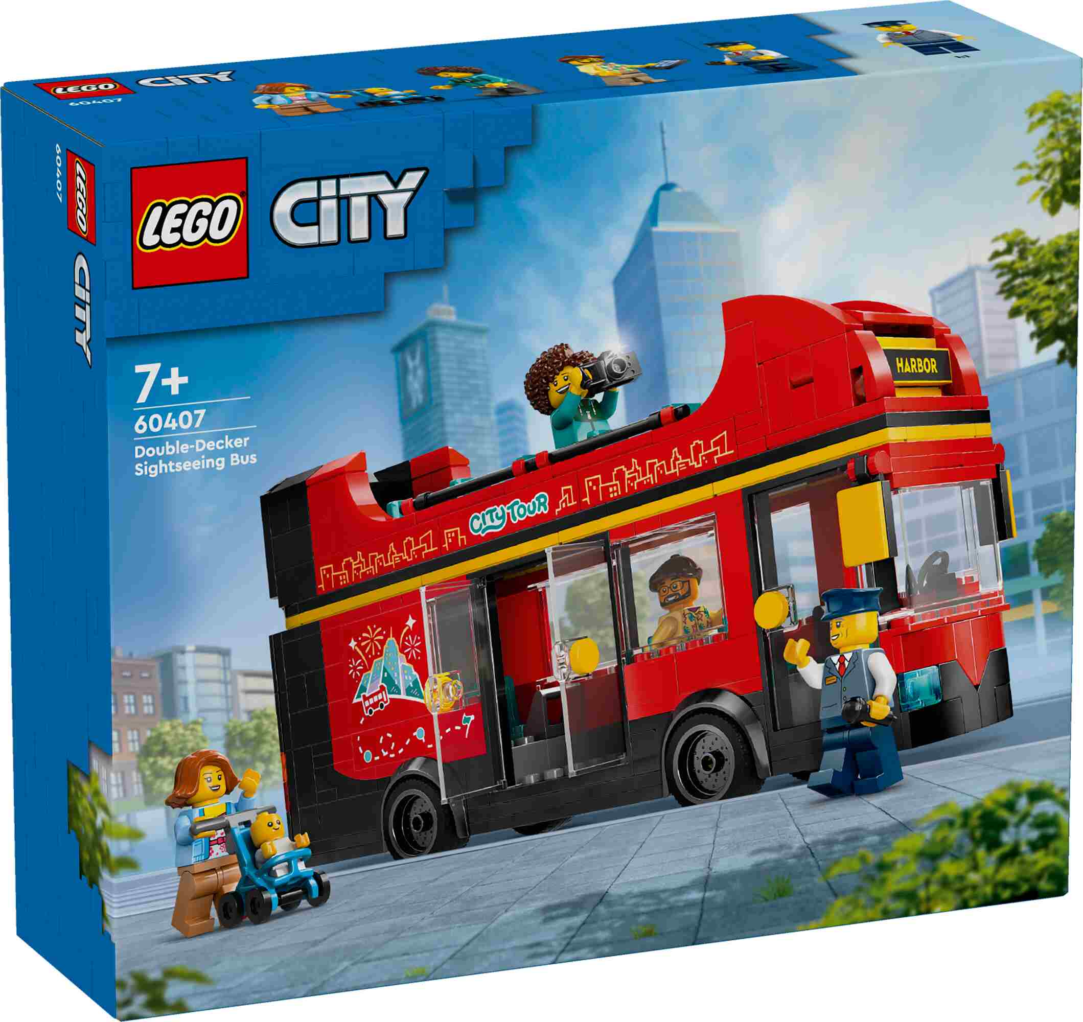 LEGO 60407 City Doppeldeckerbus, 5 Minifiguren und Zubehör, Aussichtsdeck