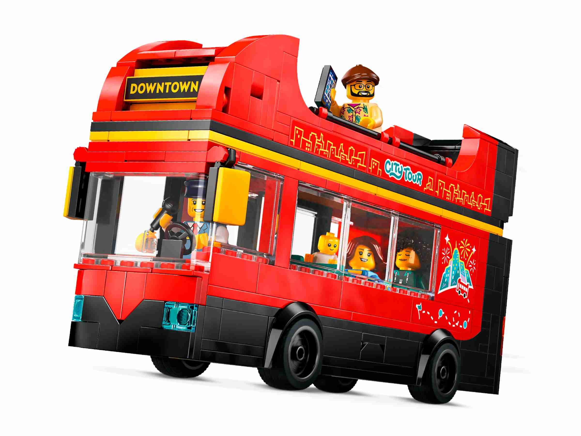 LEGO 60407 City Doppeldeckerbus, 5 Minifiguren und Zubehör, Aussichtsdeck