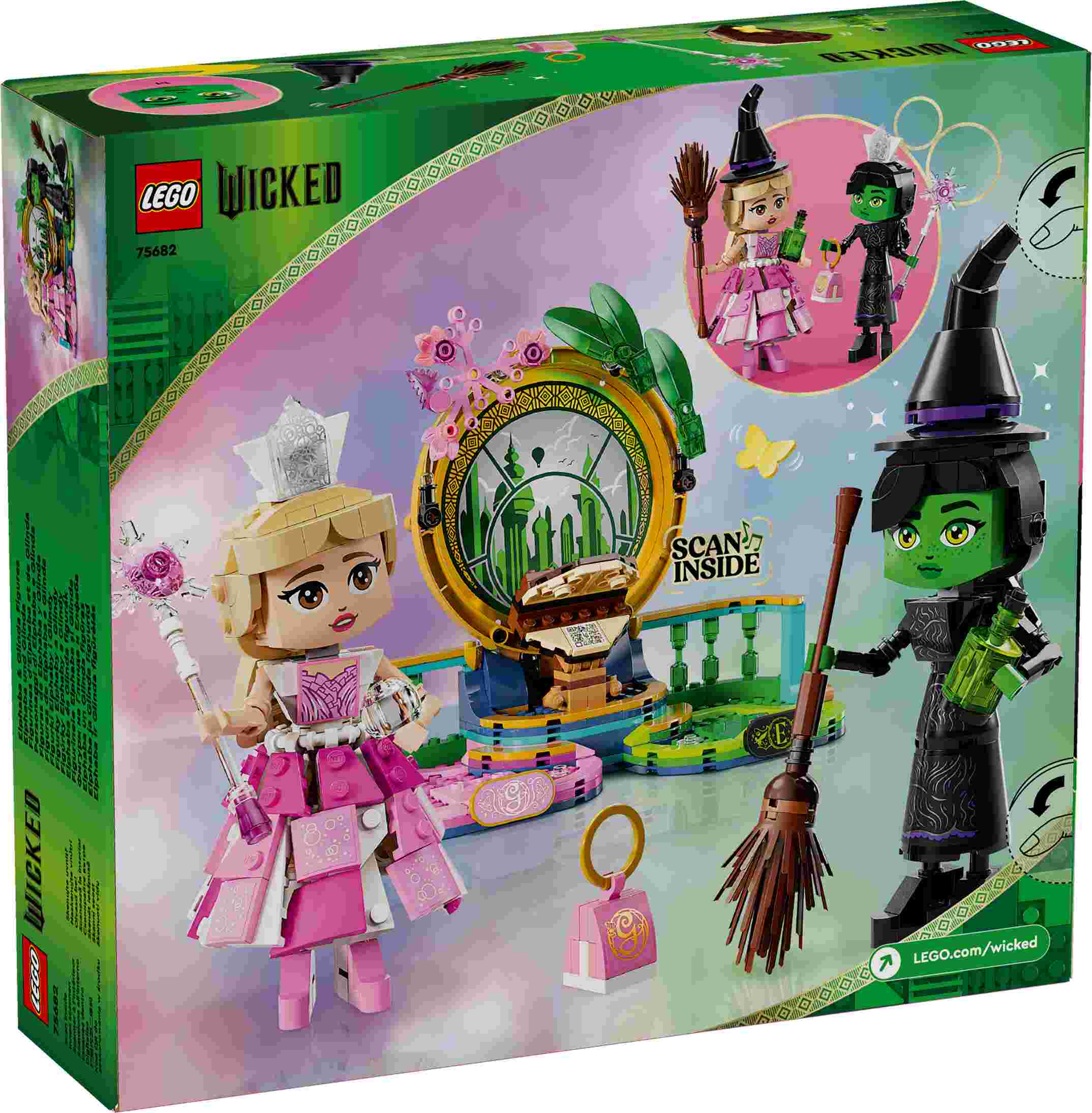 LEGO 75682 Wicked Elphaba und Glinda, Besen, Handtasche, Krone