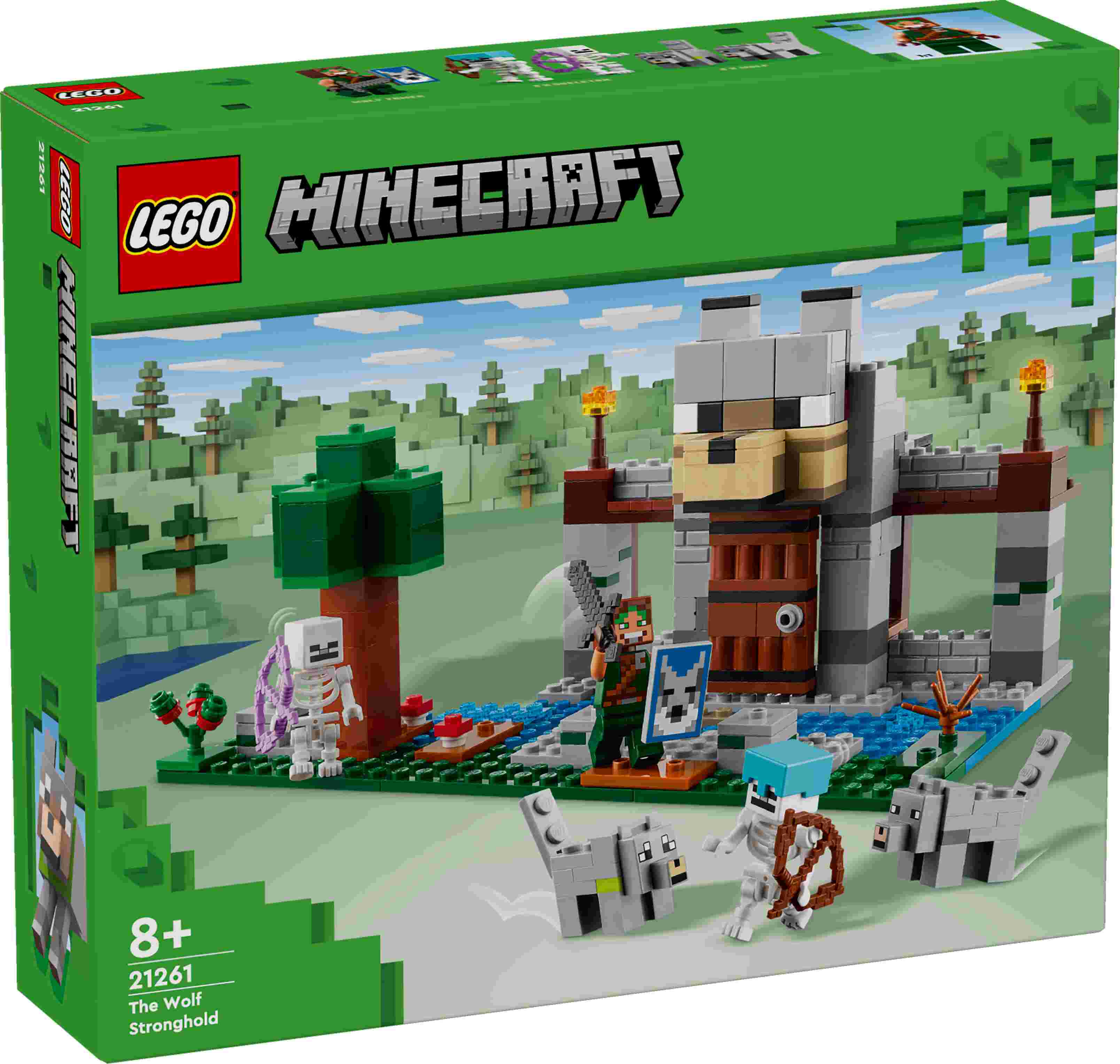 LEGO 21261 Minecraft Die Wolfsfestung, 2 Skelette und 2 Wölfe, Wolfbändiger