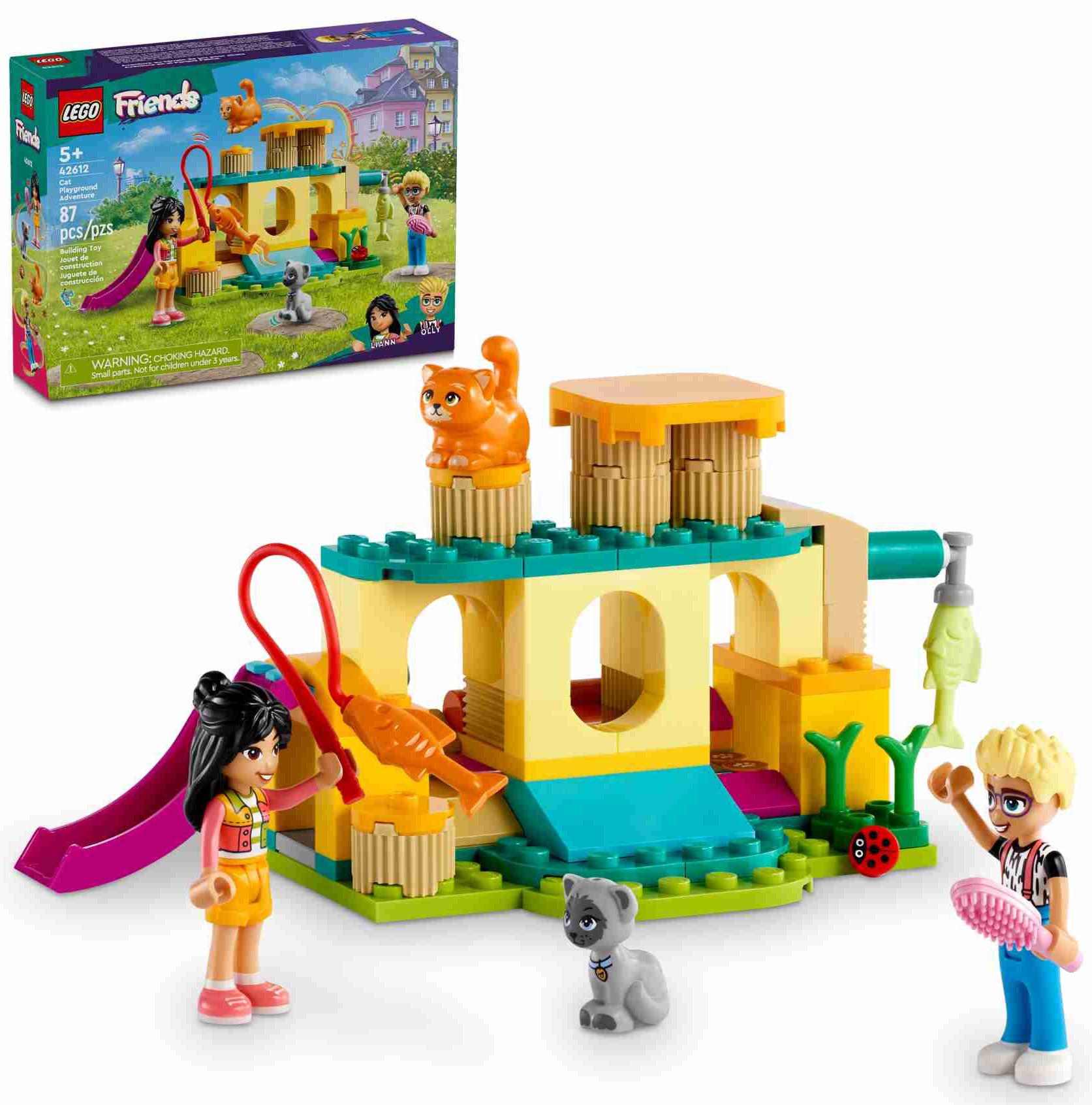 LEGO 42612 Friends Abenteuer auf dem Katzenspielplatz, 2 Spielfiguren, 2 Katzen