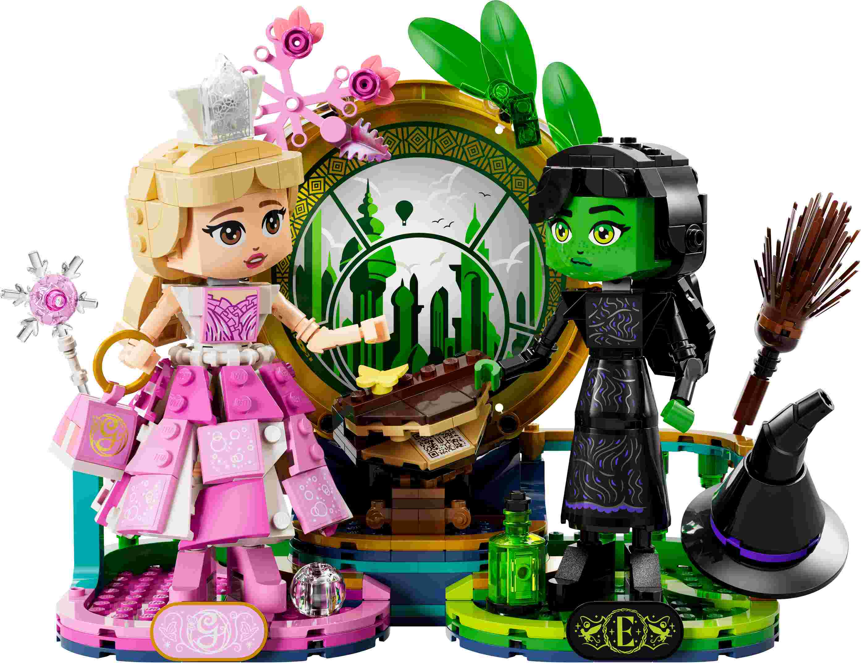 LEGO 75682 Wicked Elphaba und Glinda, Besen, Handtasche, Krone