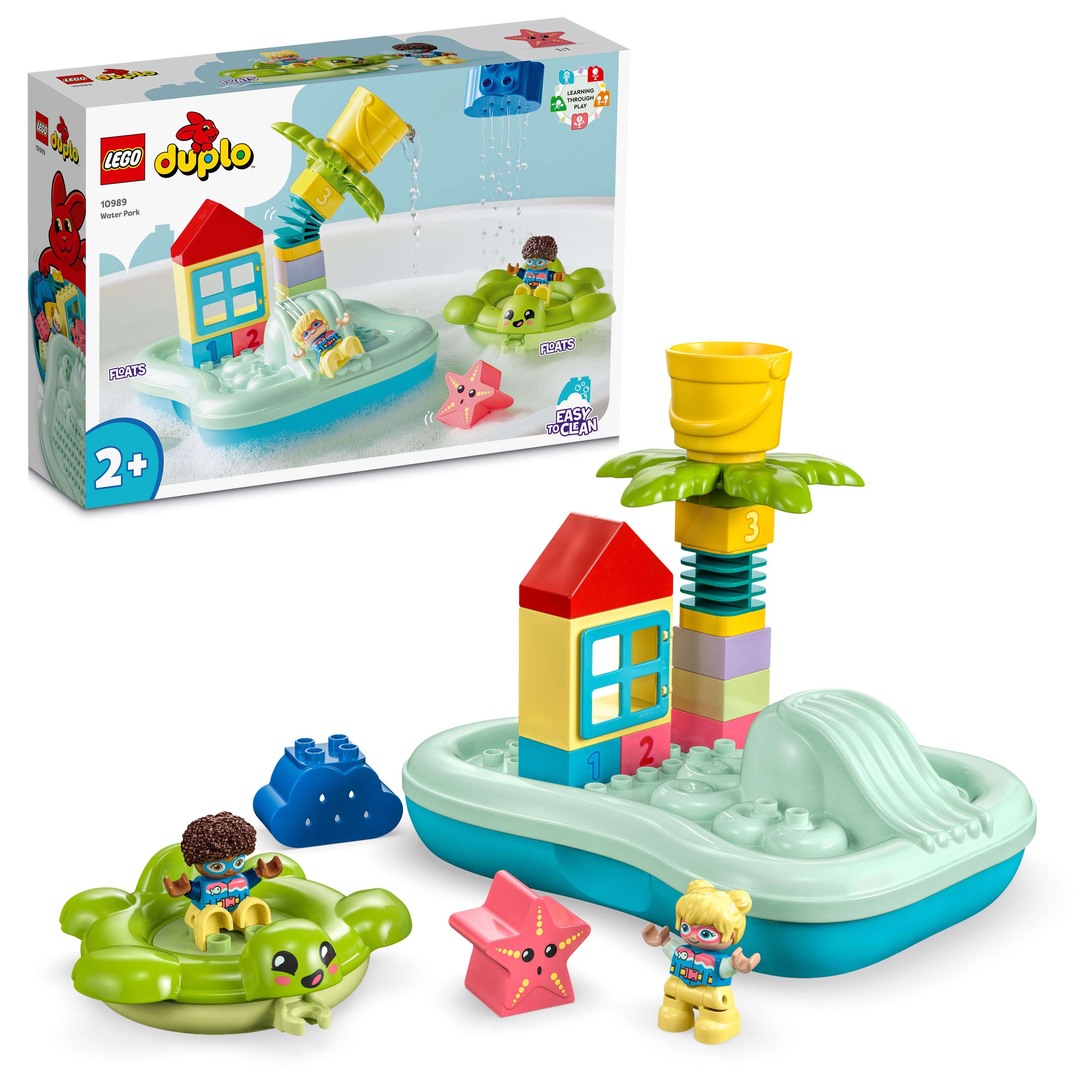 LEGO 10989 DUPLO Wasserrutsche, Badewannenspielzeug, 2 Kinderfiguren